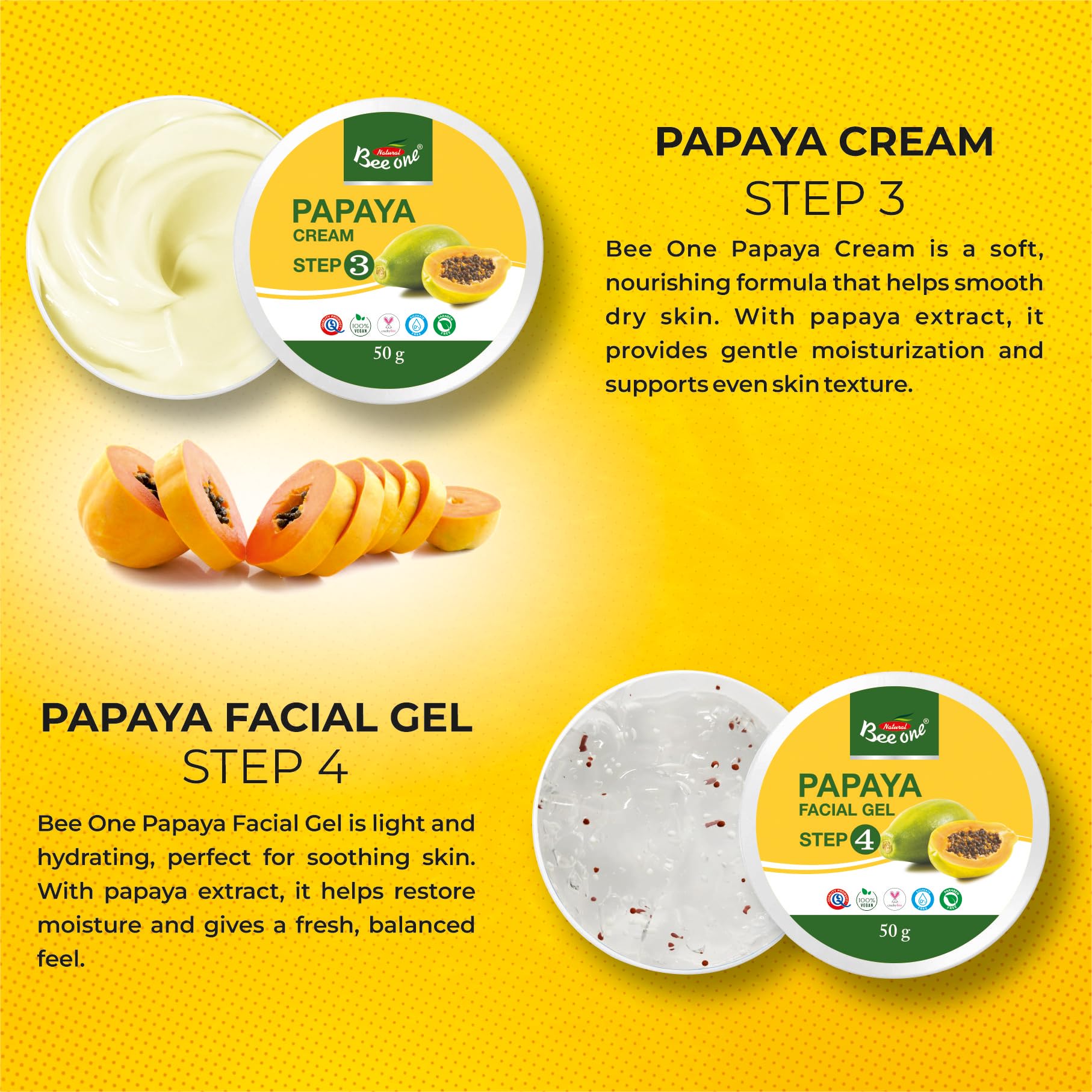 Bee One Complete 5 step Facial Kit for Radiance & Youthful Glow 312 g | Fights pigmentations and prevents Acne | Suitable for all Skin Types | Get upto 15 uses in this 1 kit (Papaya) 2