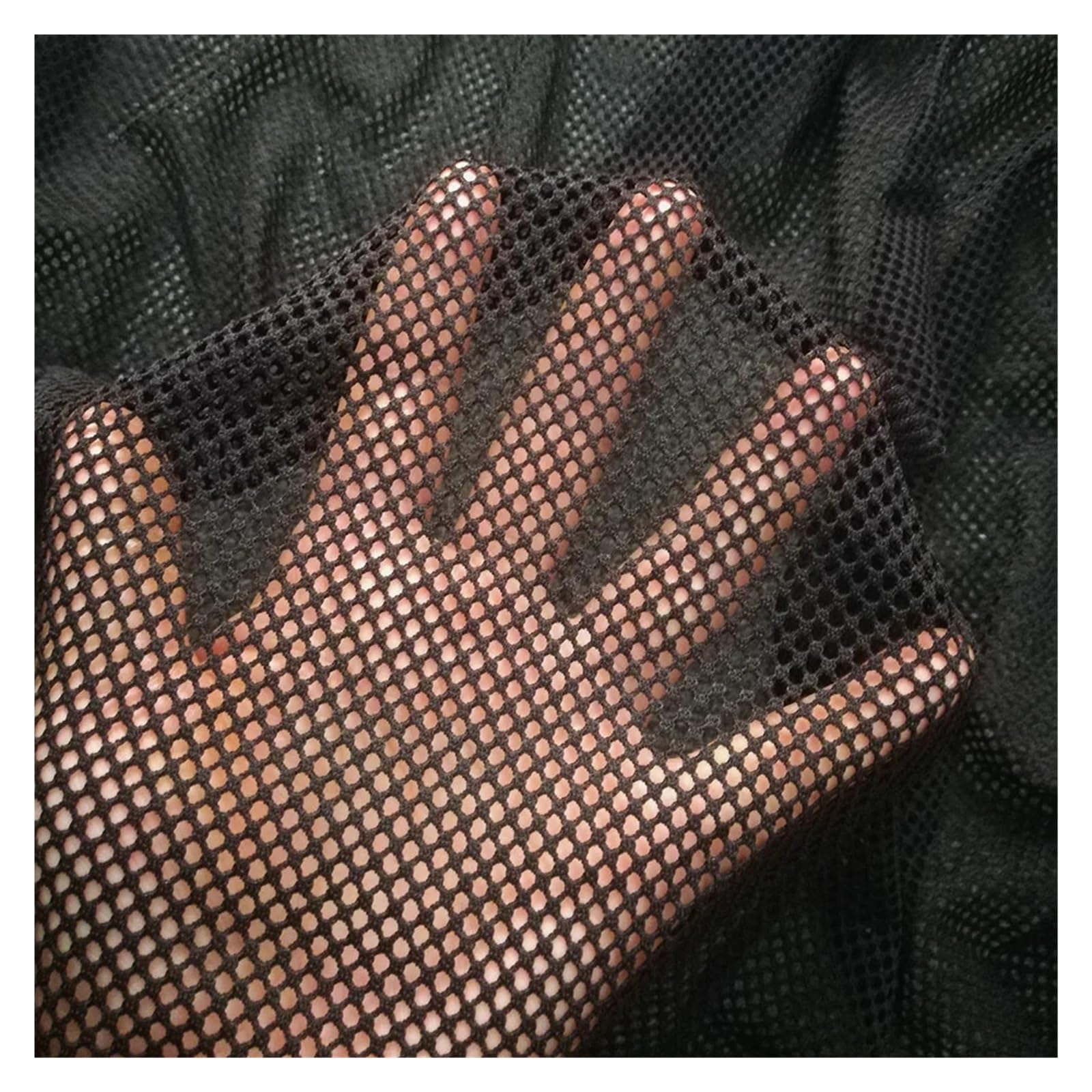 Paño Hecho Punto Malla Negra Suave De La Ropa Interior De La Ropa De La Tela De La Red Del Estiramiento De Spandex(Black,90cmx150cm)