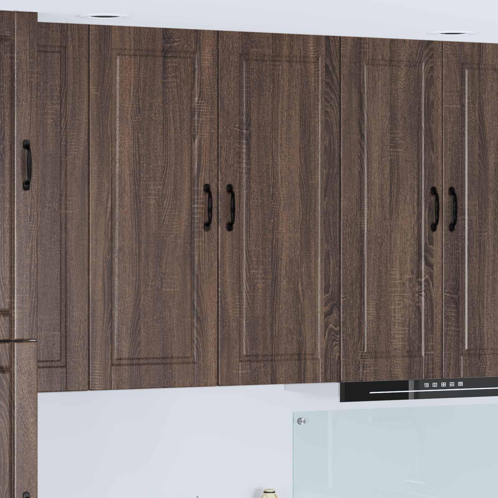 Moderner Küchenschrank aus brauner Eiche, hoch, 40 x 31 x 100 cm, 3 Ablagen, stilvoller Holzschrank für Küche und Esszimmer, eleganter Schrank