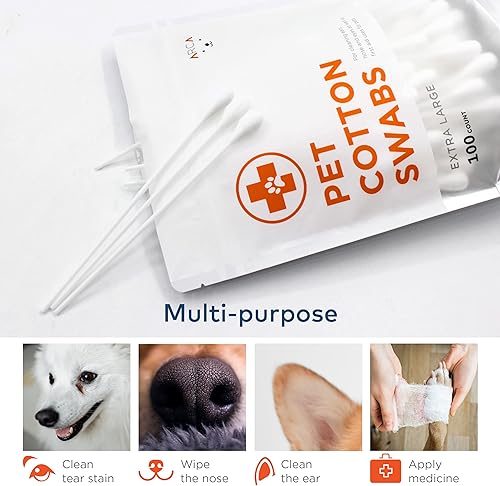 Miniatura 5 de Hisopos de algodón para perros y gatos, limpiador de oídos para gatos y perros, hisopo de algodón largo, kit de limpieza de orejas de gato y perro
