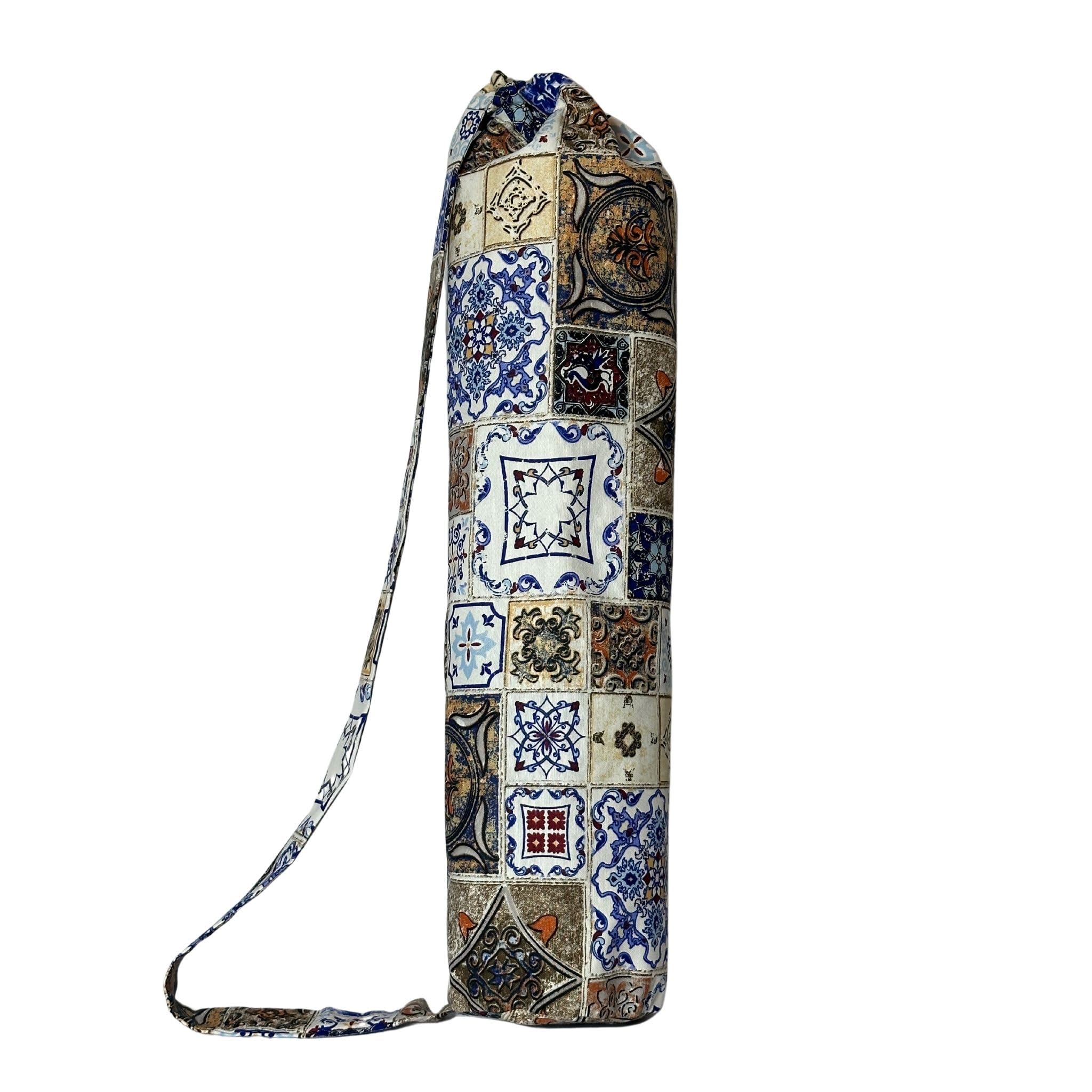 Handmade Yoga Mat Bag, Handmade Yoga Mat Holder, Handmade Yoga Mat Carrier, Yoga Gifts, Yoga Accesories | Ethnic Tile