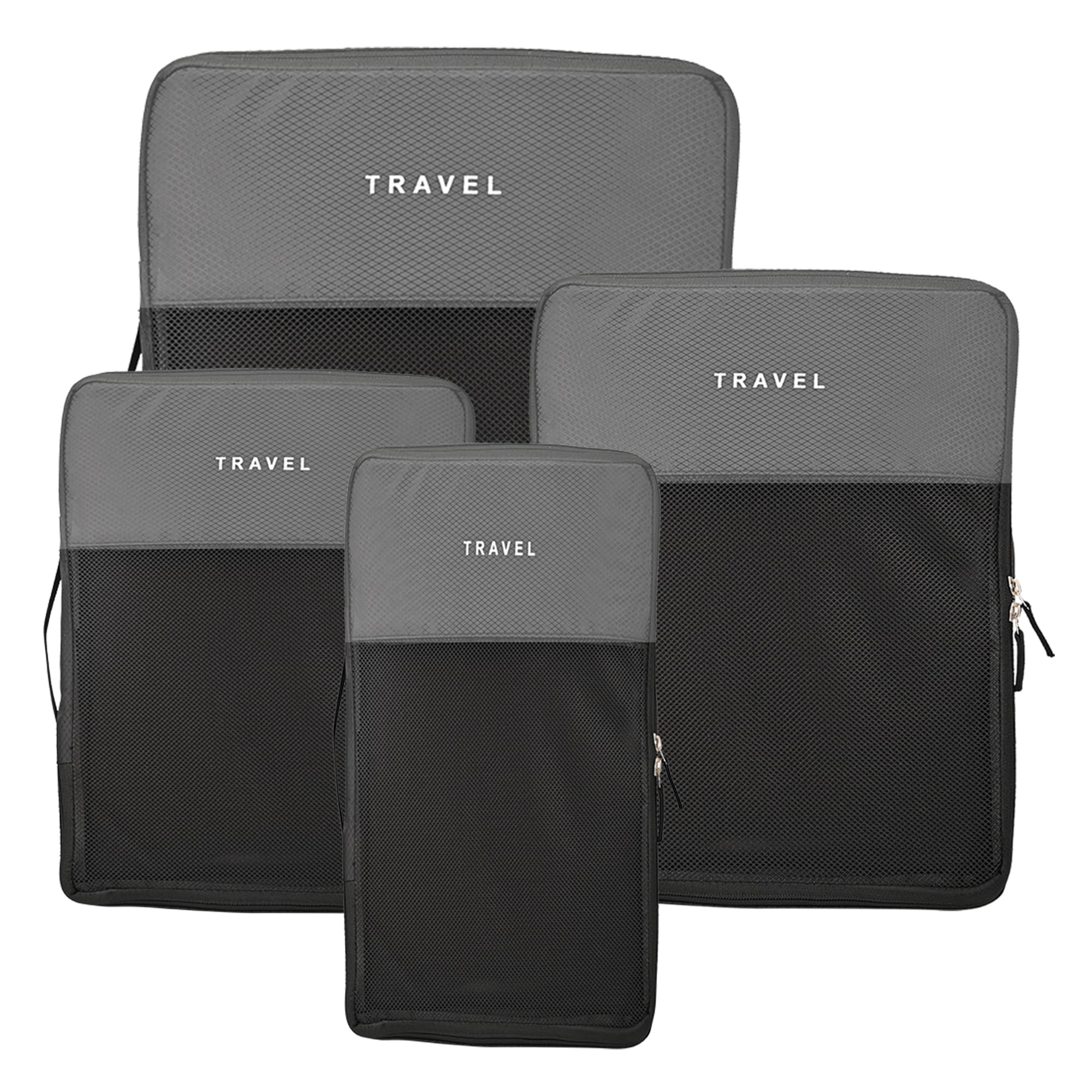 Urbane Home Set of 4 Waterproof Travel Kit for Toiletries with Handles | Cosmetics Pouch, Bathroom Toiletries Bag & Vanity Storage Organiser for Men & Women | Plain Grey-image-35