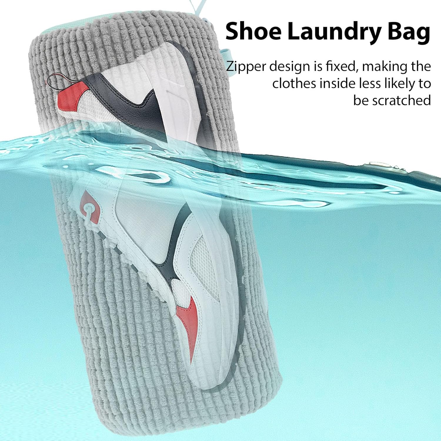 2Pcs Shoes Laundry Bag Shoe Cleaning Bag For Washing Machine Shoe Wash Bag Shoe Reusable Washing Bag with Zipper Shoe Cleaning Laundry Bag for Sneakers Running Shoes, Grey, 15.35 x 7.48 inches