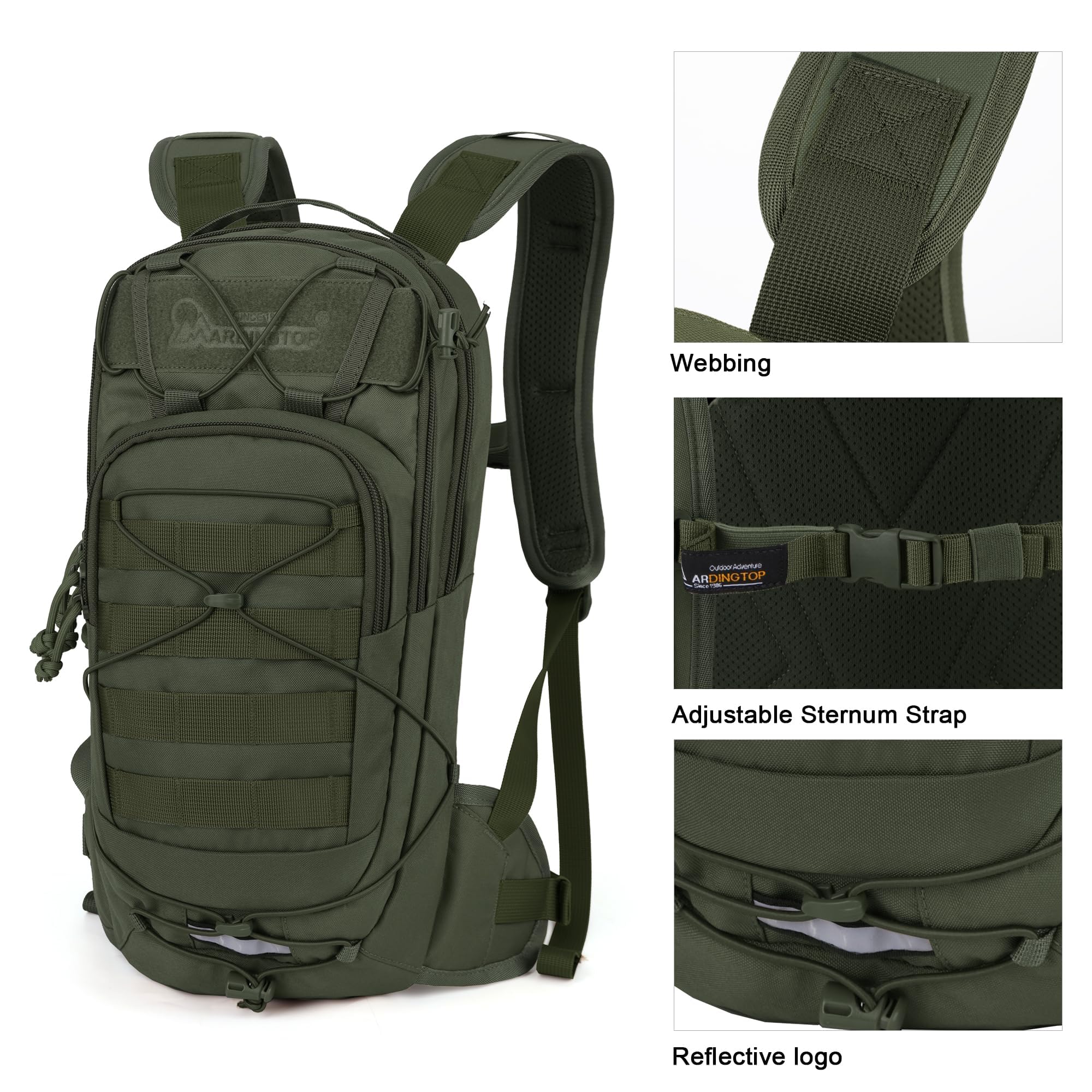 Mardingtop Mochila deportiva ligera de 10 l con compartimento para burbujas y Molle – Transpirable para ciclismo, correr, senderismo, uso diario