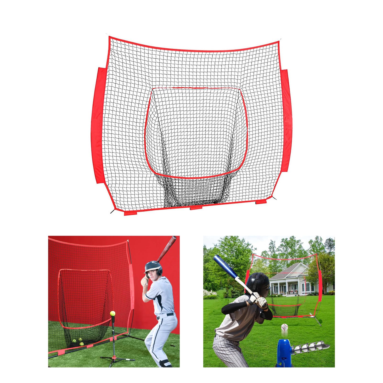 Filet d'entraînement de baseball en nylon 2,1 x 2,1 m - Filet de remplacement intérieur extérieur durable pour lancer frapper