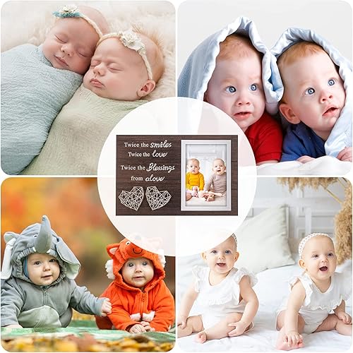Miniatura 2 de Yakucho Marco de fotos para bebés gemelos, regalo para baby shower, padres, nueva mamá, papá, marco de fotos, regalos para amiga e hija