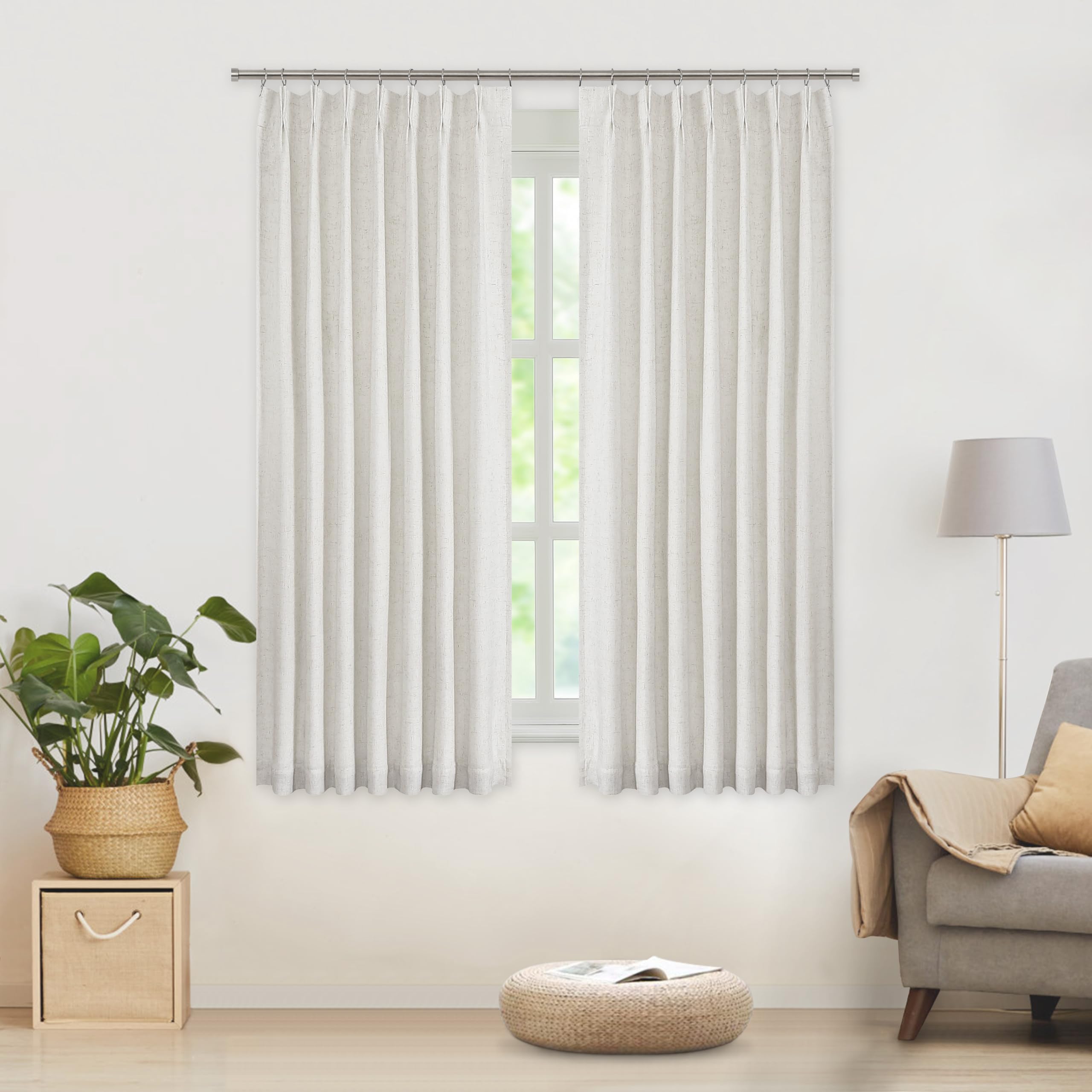 WEST LAKE 72 Inch Natural Full Blackout Curtains with Light Blocking Liners