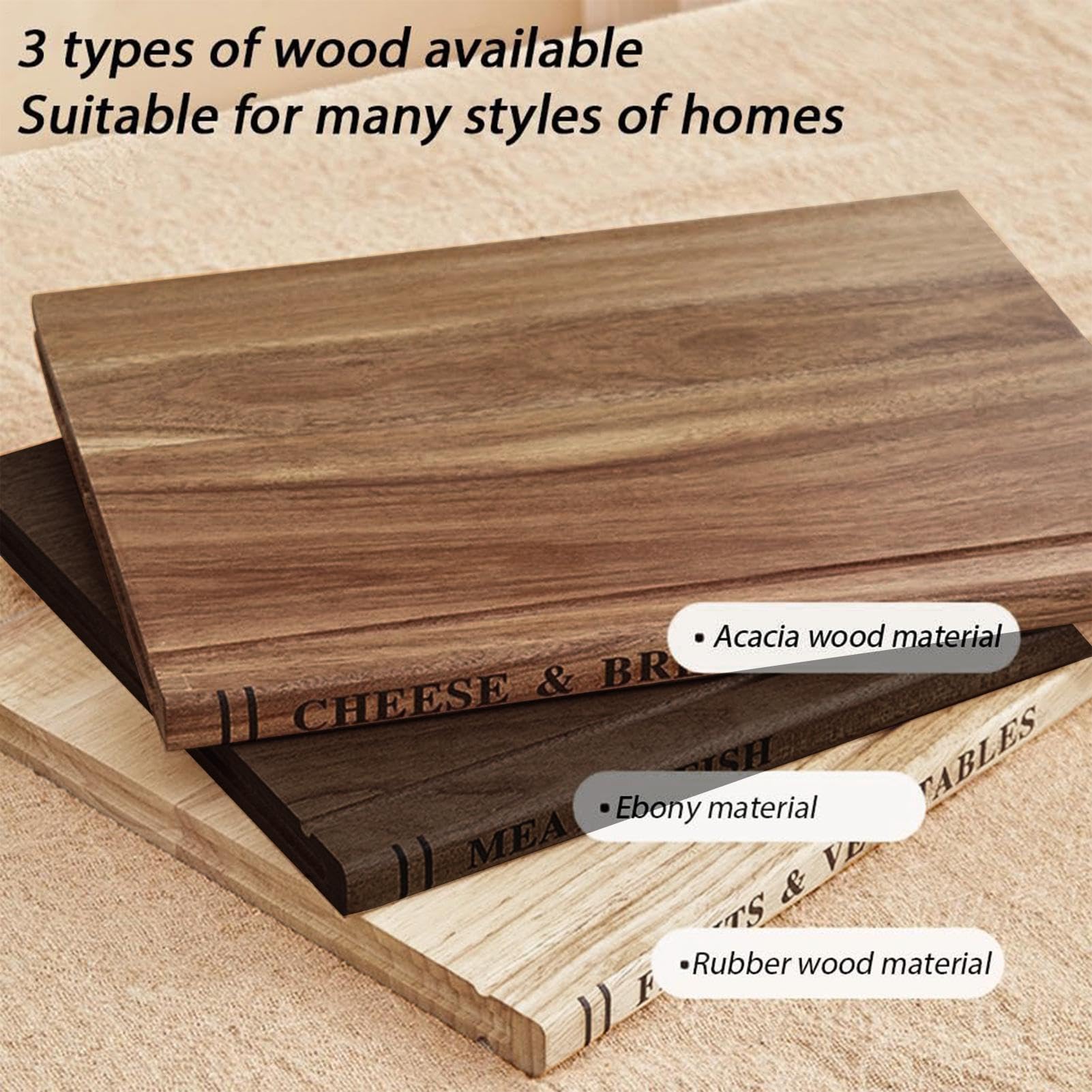 Book Cutting Boards Three Pieces Decorative Chopping Tool Wooden Kitchen Ac