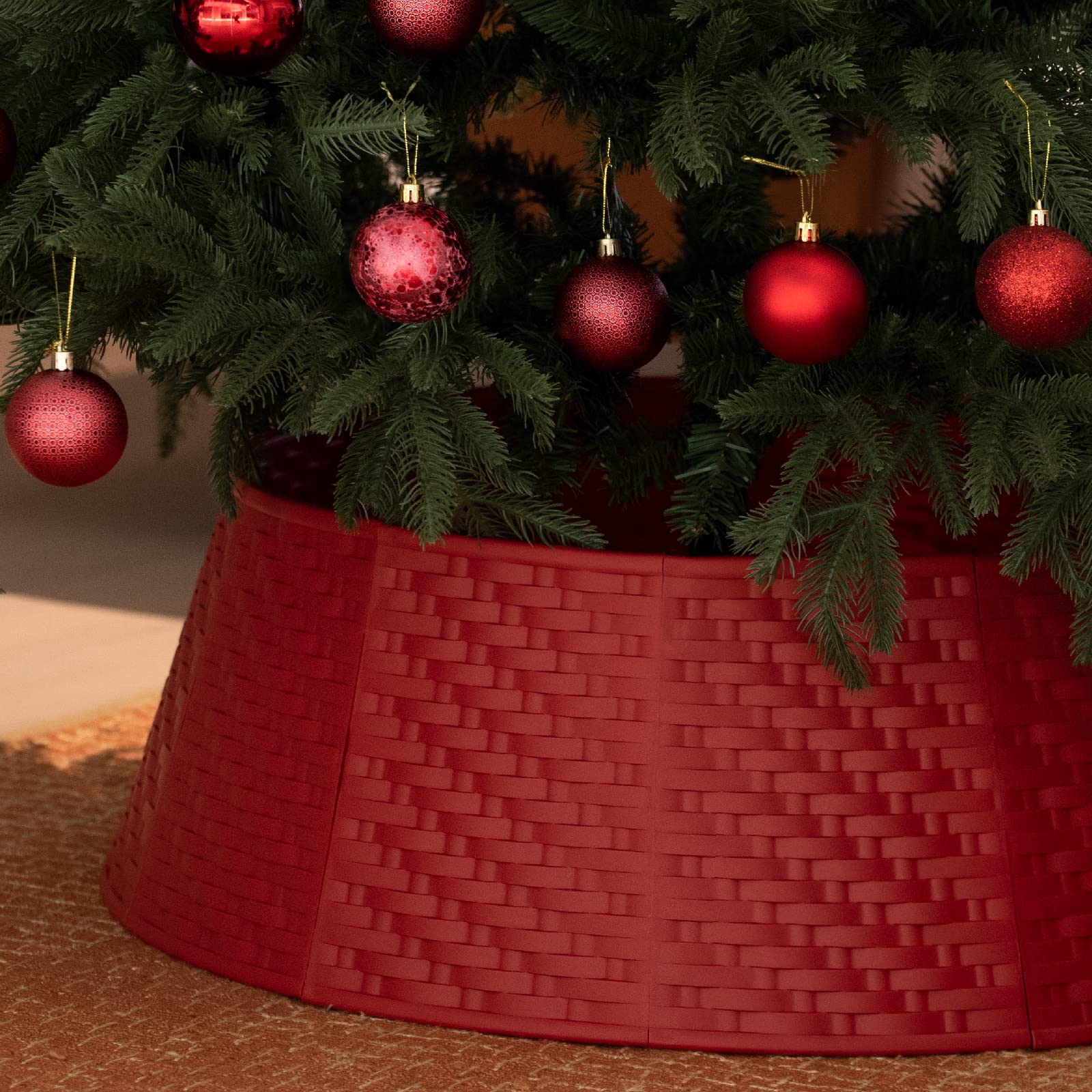 Jupe De Panier De Sapin De Noël Faite à La Main - Élégante Housse De Base En Rotin Tissé - 68,6 Cm - Décoration Pour Maison De Vacances - Idéal Pour Couvrir