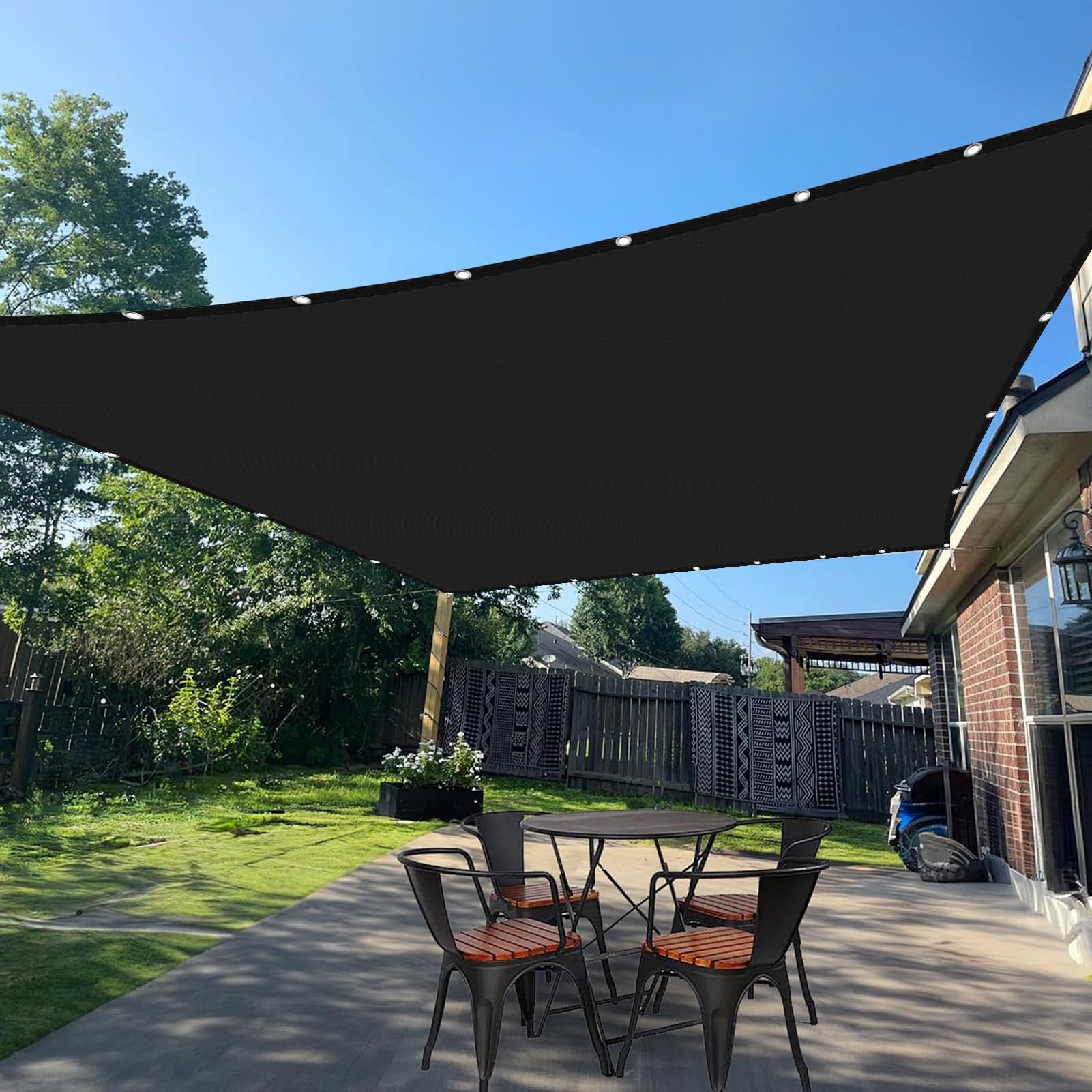 Voile d'ombrage 1x5.5m noir rectangulaire et imperméable pour balcon