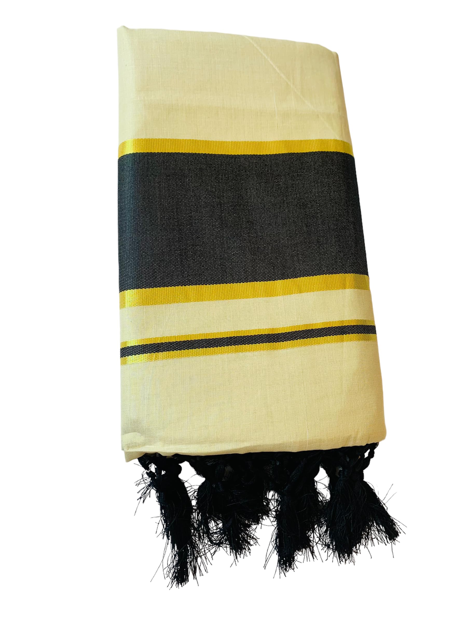 ALLUVY Women's Kuthampully Kerala Kasavu Saree with Kunjalam (Tussle) Tissue Plain - EKM-795