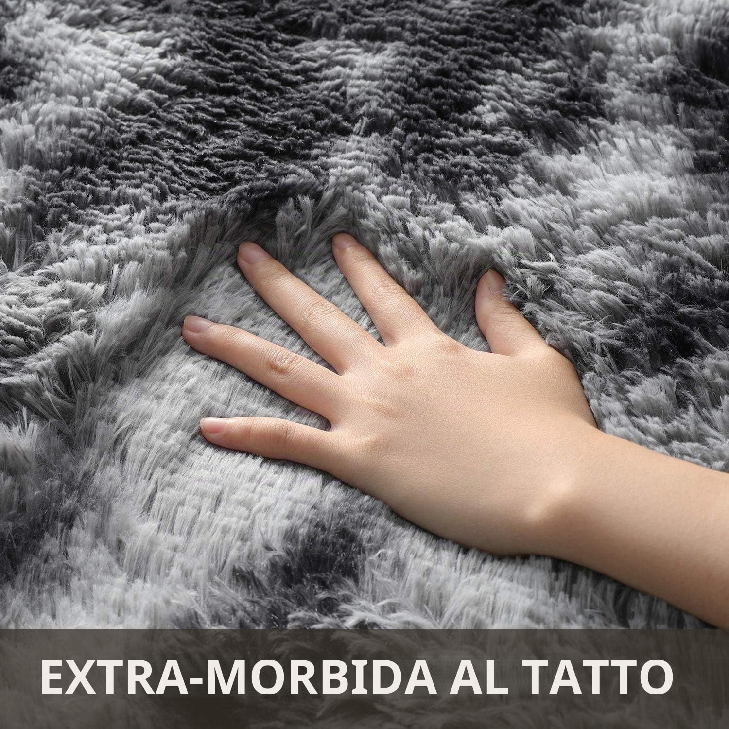 Tappeti Soffici Tappeti per Soggiorno Tappeto Morbido Antiscivolo per Camere da Letto Moderne (160 x 230 cm, Nero Grigio)