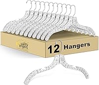 Vista 8 de Perchas de plástico transparente de calidad para faldas, paquete de 12 piezas con corte de cristal para faldas, pantalones, vestidos, trajes