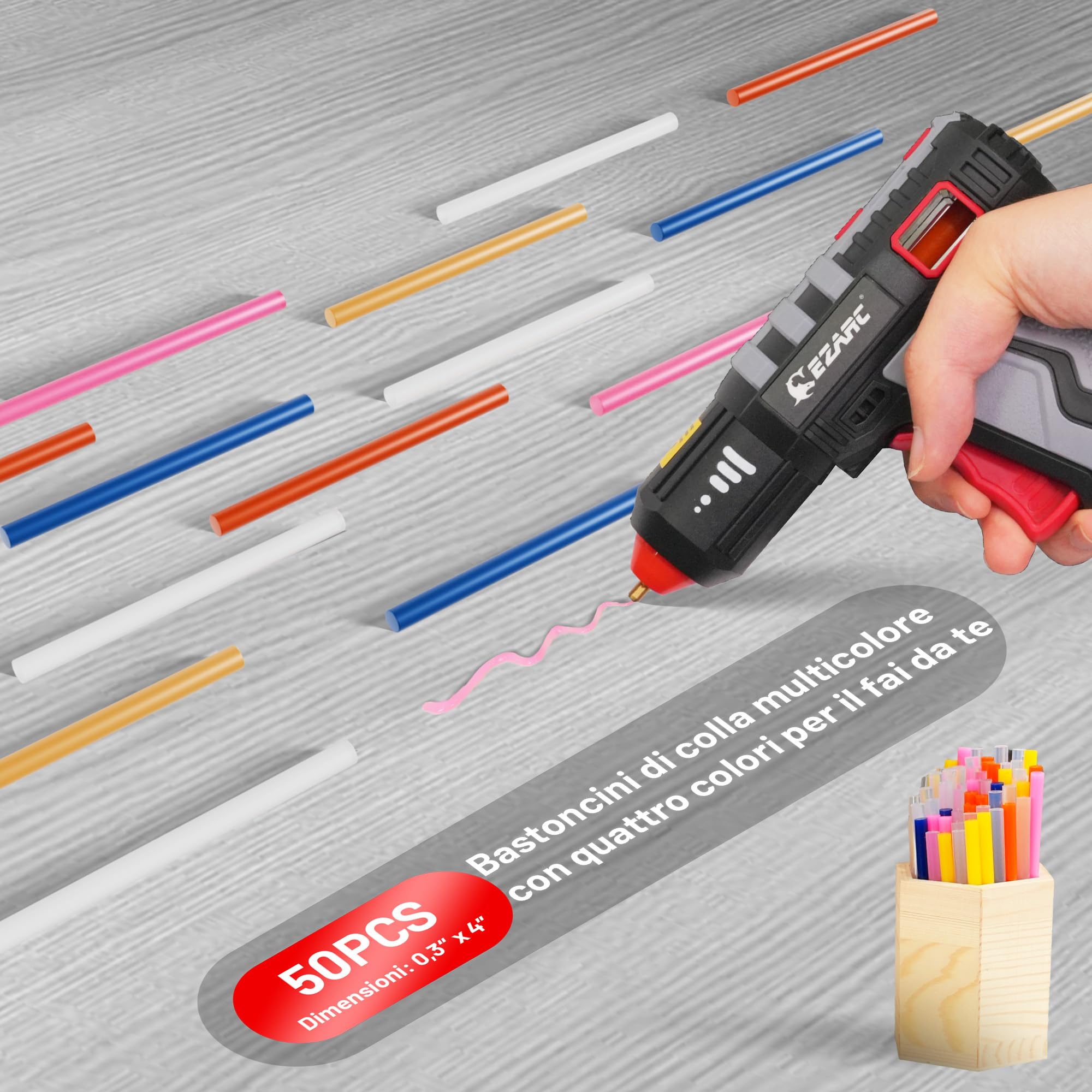 Image secondaire de Pistolet à Colle Sans Fil EZARC 12V - Chauffage Rapide 15s avec 50 Bâtons