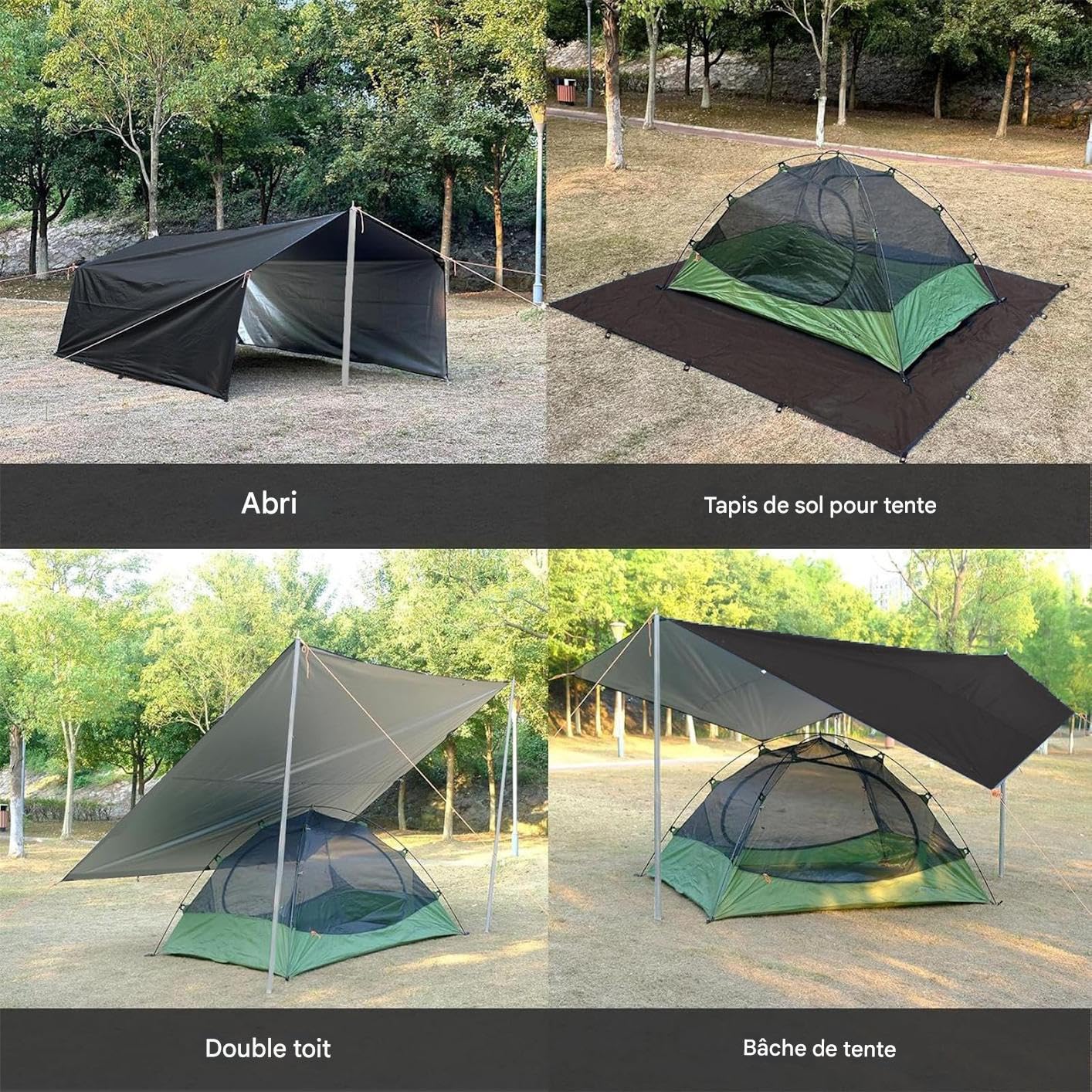 Tarp De Tente Auvent Bâche Abri Pluie Équipement Survie