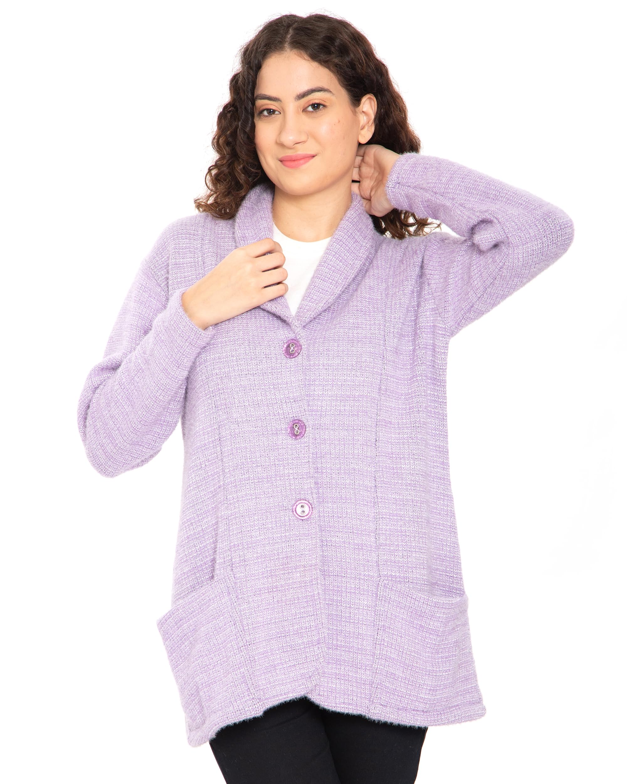 HAUTEMODAWomen's Wool Lapel Collared Cardigans