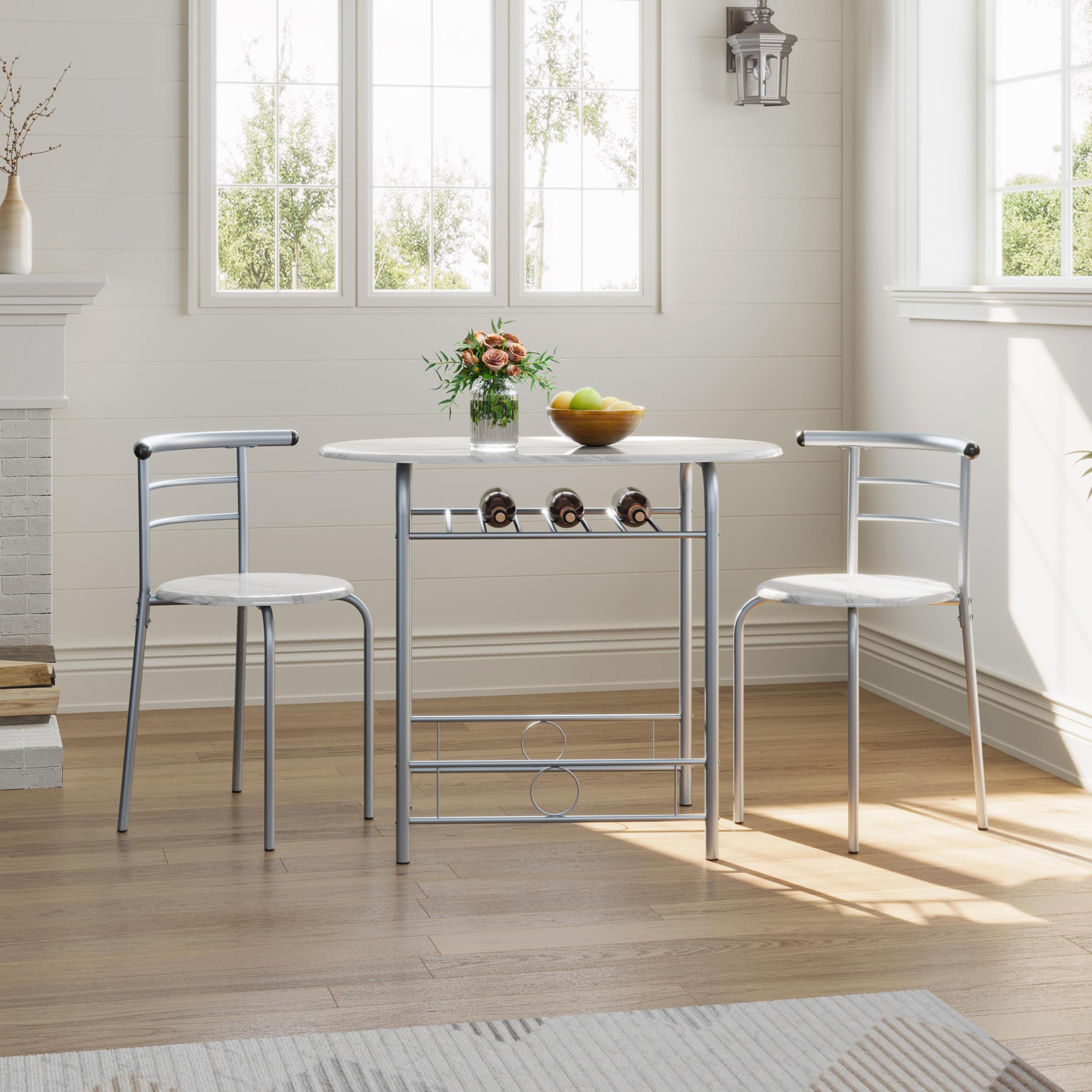 Yaheetech Ensemble de Table de Style Maison de Campagne pour 2 Personnes avec Rangement