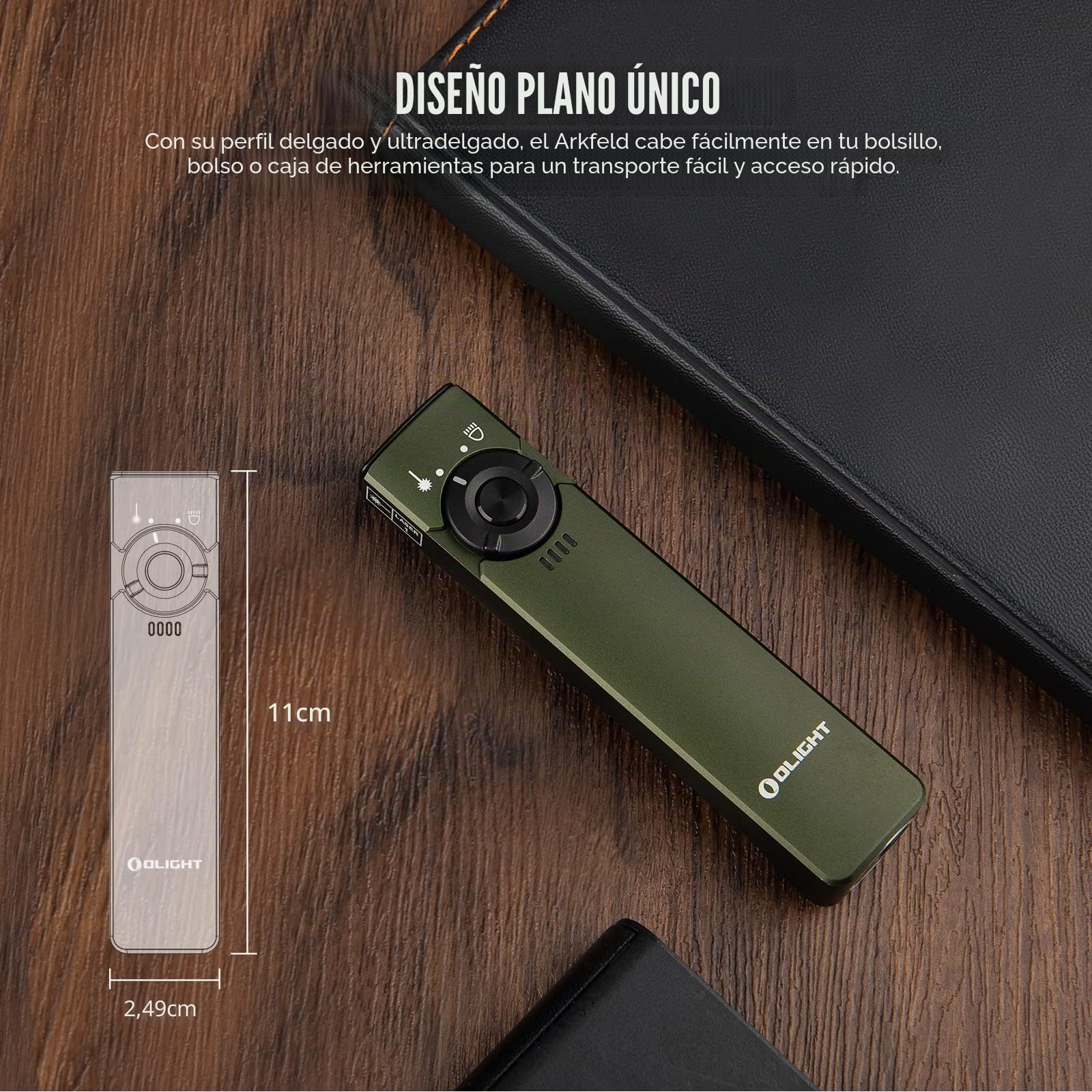OLIGHT Arkfeld Doble Fuente de Luz Recargable EDC Linterna，Combinación de Haz Verde y LED Blanco, IPX7 y 1m Prueba de Caída,Adecuado para al Aire Libre, el Trabajo y de Emergencia