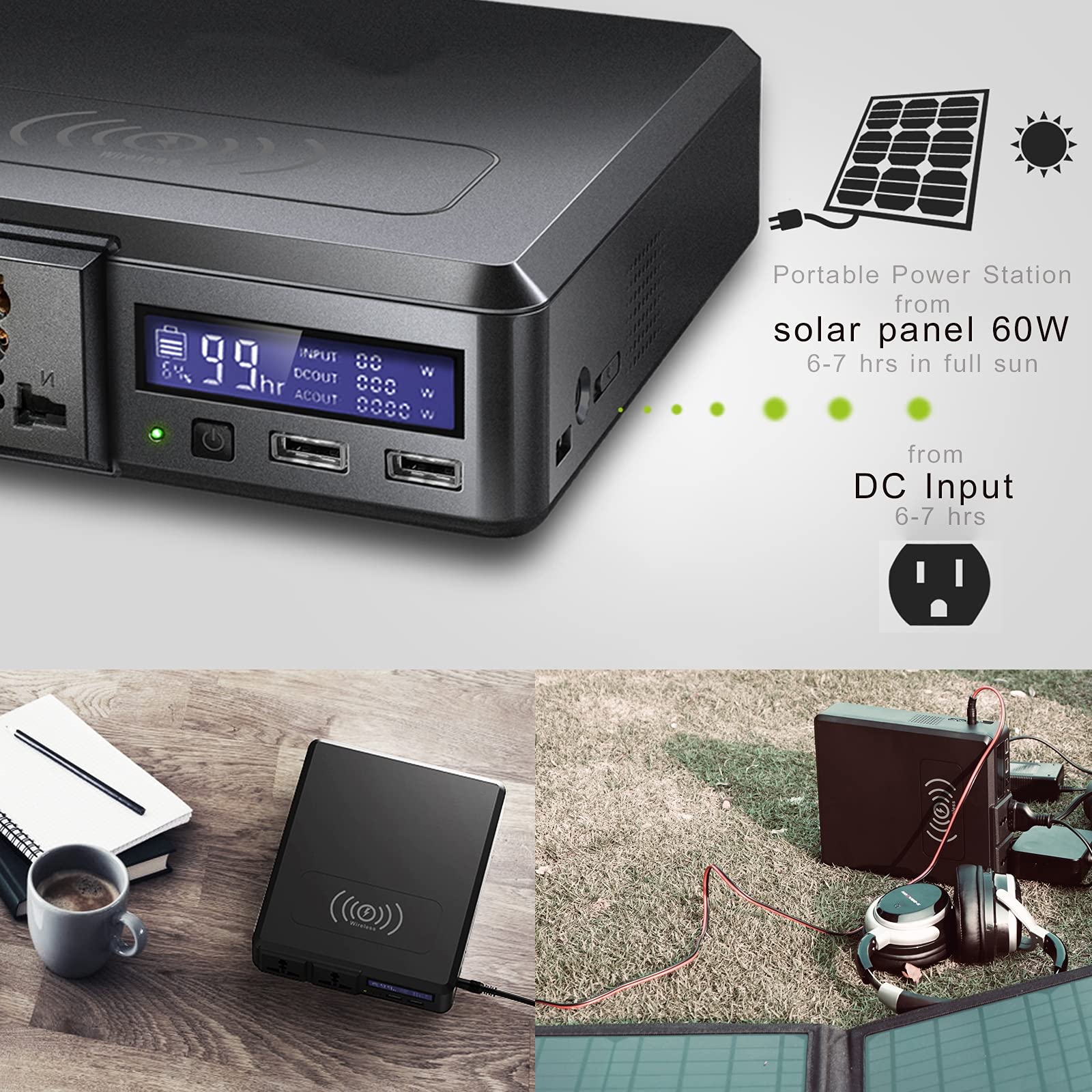 TIM-LI 220 V 154 W 41600 mAh powerbank, przenośna elektrownia/generator zewnętrzny/akumulator litowo-jonowy z przyłączem bezprzewodowym AC DC USB