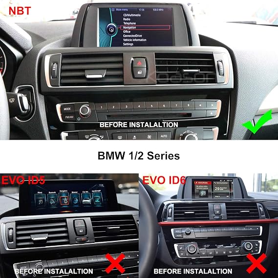 10.25 Black Screen Monitor 4+64G Android Auto Stereo Video Media Player GPS Navigation for BMW 1/2 Series F20 F21 F22 F23 2011-2016 NBT