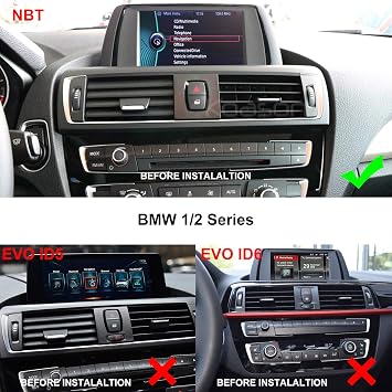 10.25 Black Screen Monitor 4+64G Android Auto Stereo Video Media Player GPS Navigation for BMW 1/2 Series F20 F21 F22 F23 2011-2016 NBT