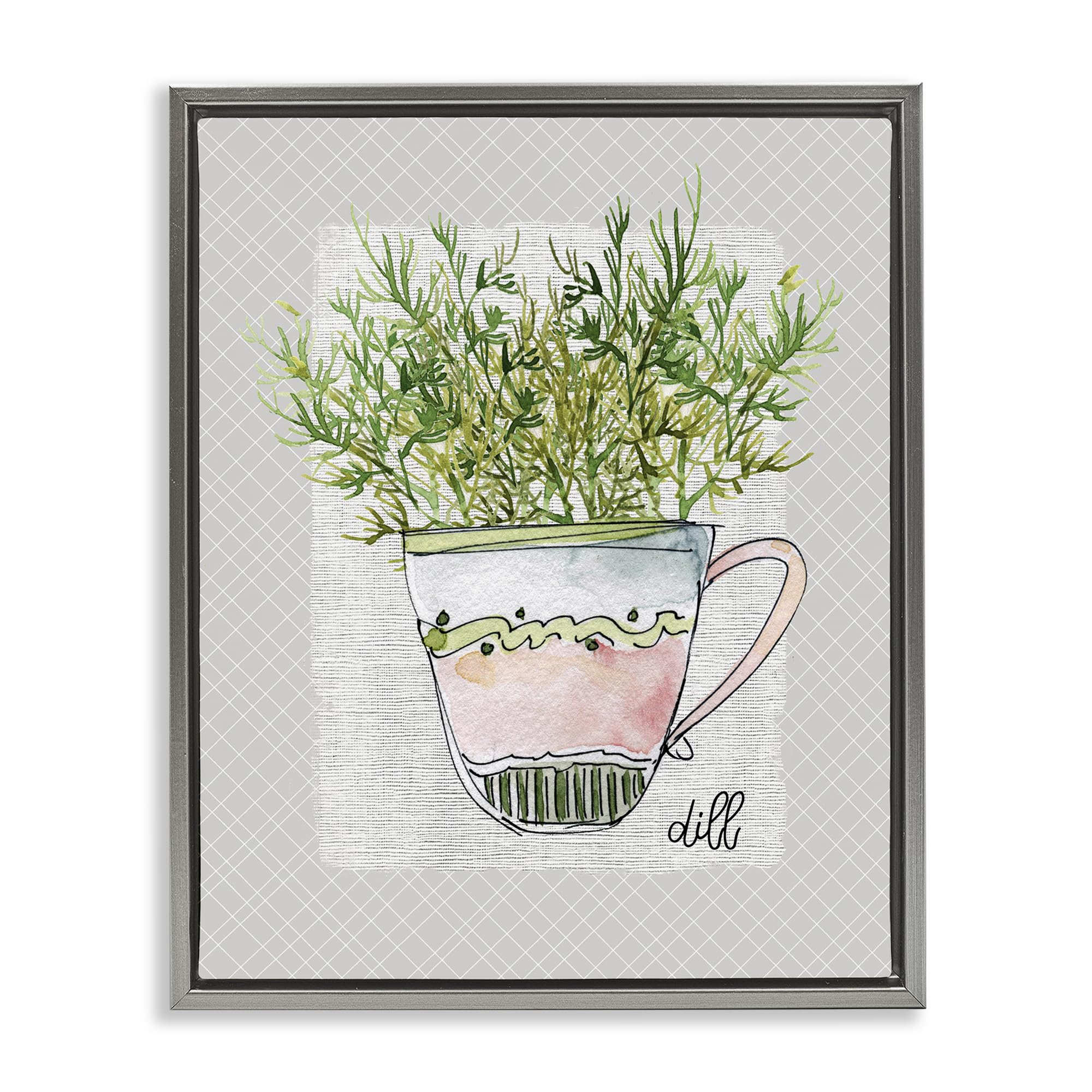 Stupell Industries Luster Gray (Matte) Dill Herb Mug Botanical Still Life, 24 X 30 Inch Canvas In Floater Frame