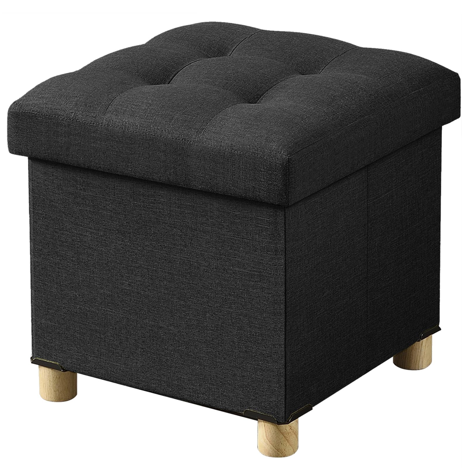 BRIAN & DANY Ottoman with Storage, Small Storage Ottoman for Dorm, Linen Folding Ottoman Foot Stool with Legs for Living Room and Bedroom, 15"x15"x15"