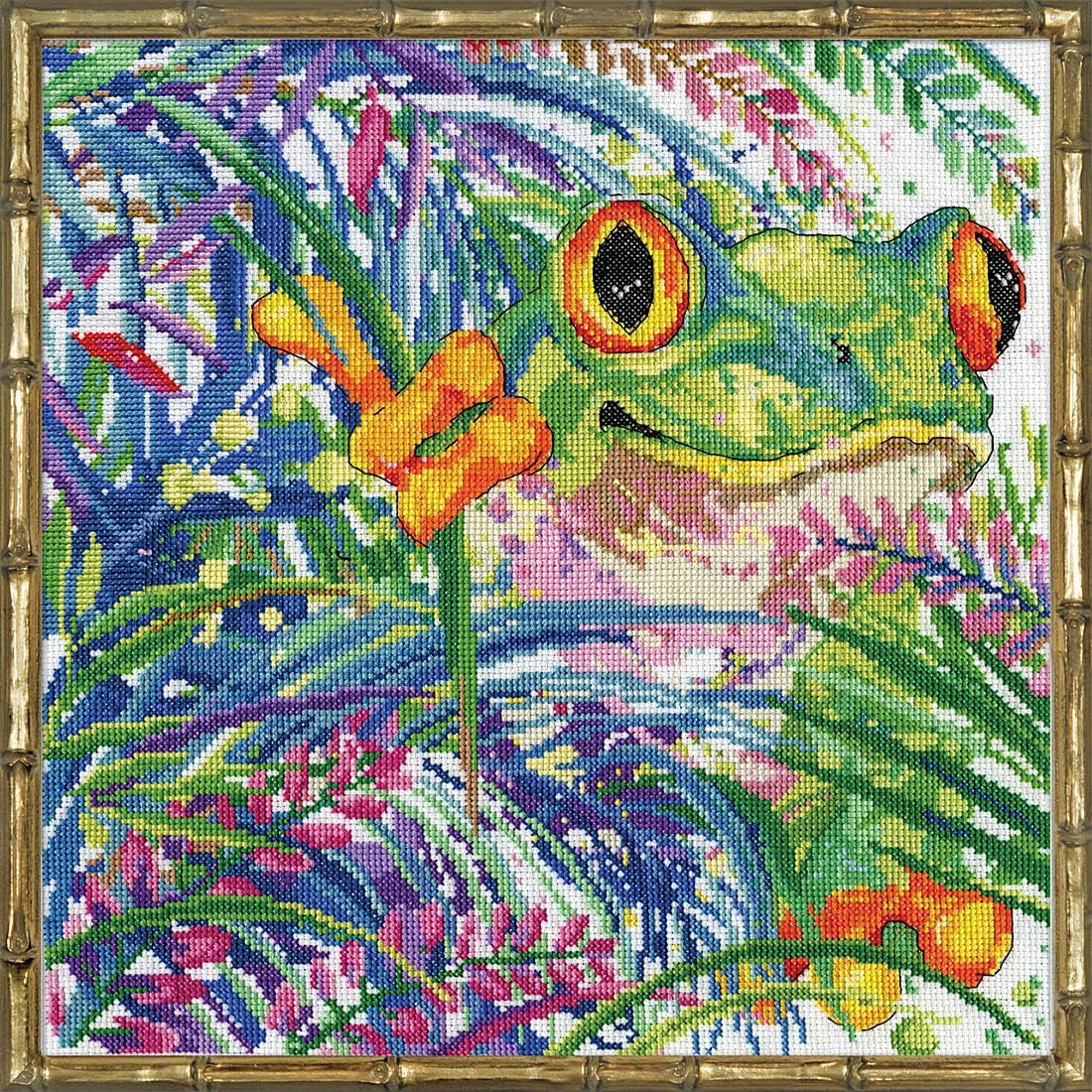 Design Works Counted Cross Stitch Kit 12"X12"-Tree Frog (1