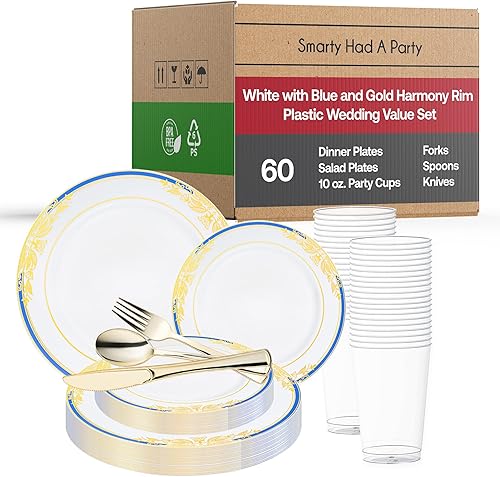 Elegante vajilla desechable de plástico resistente, platos de plástico de diseño elegante, para bodas, cumpleaños y todas las ocasiones, color