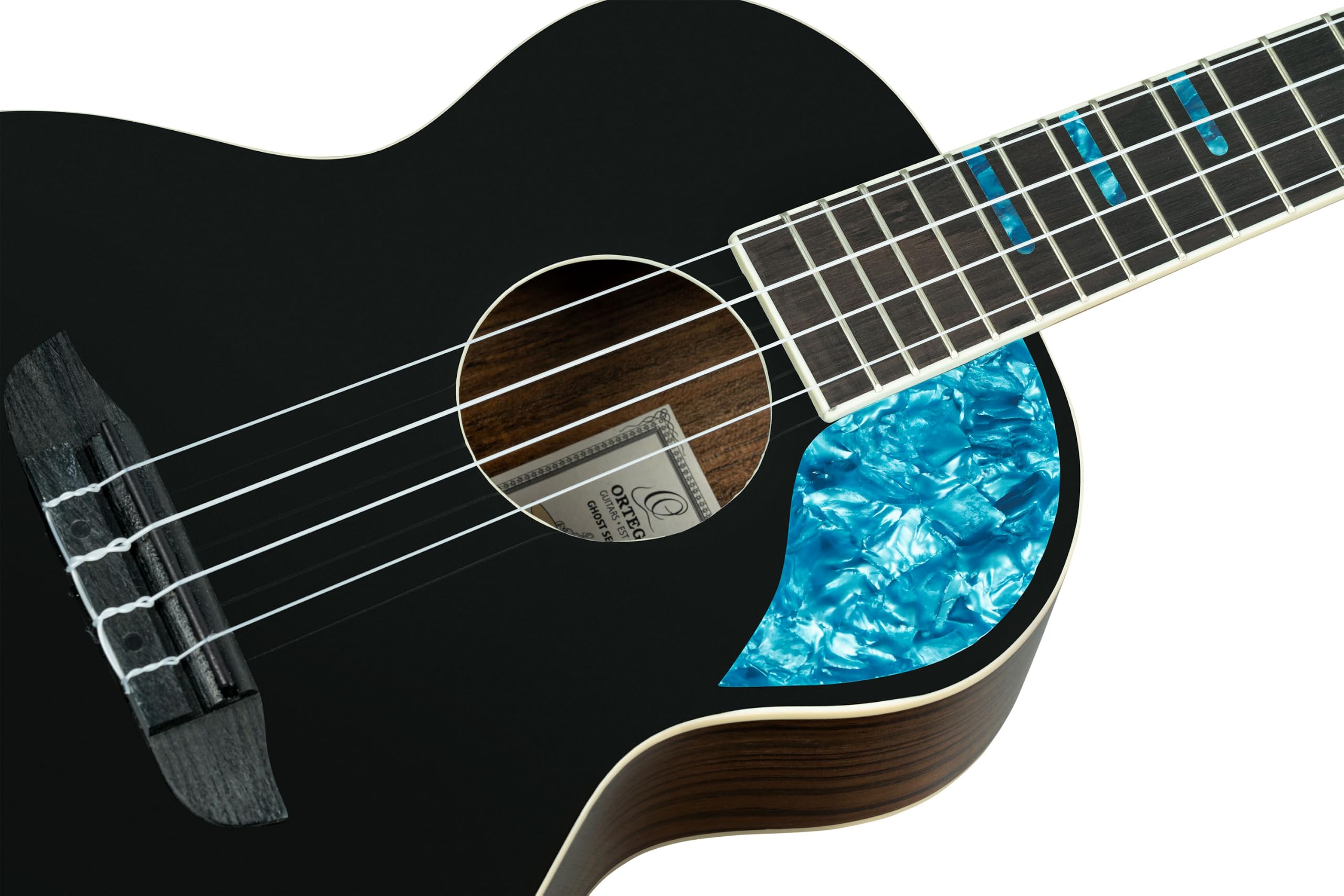 Ortega Guitars Tenor Ukulele Akustisch – Ghost Series – Inklusive Gigbag – Fichte, Schwarz (RUGH-BKT)