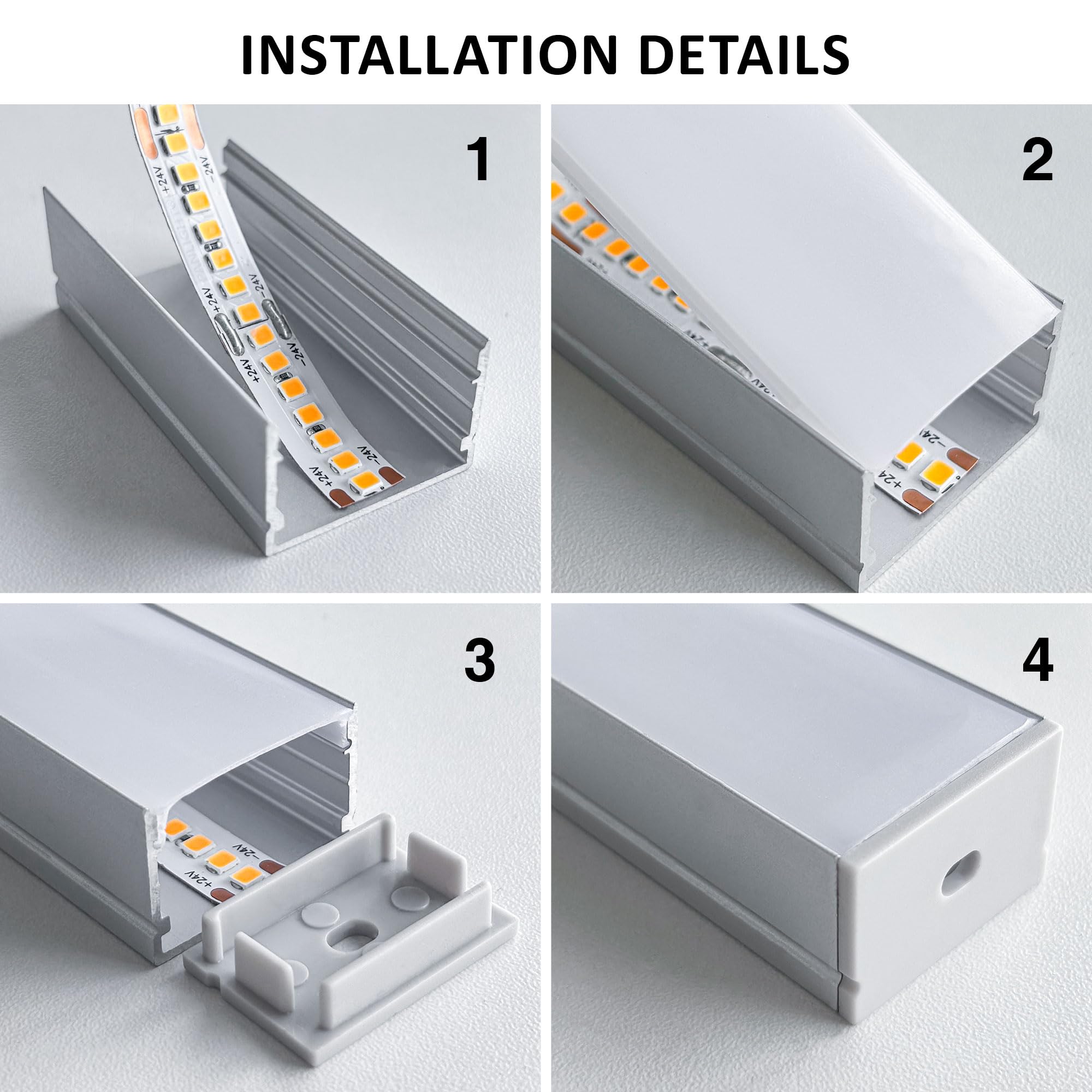 Shine Plus Profil aluminiowy do taśm LED, 15 x 2 m szyna LED, profil U z matową osłoną, maksymalne wymiary 17 mm, wymiary 19,7 mm x 10 mm.