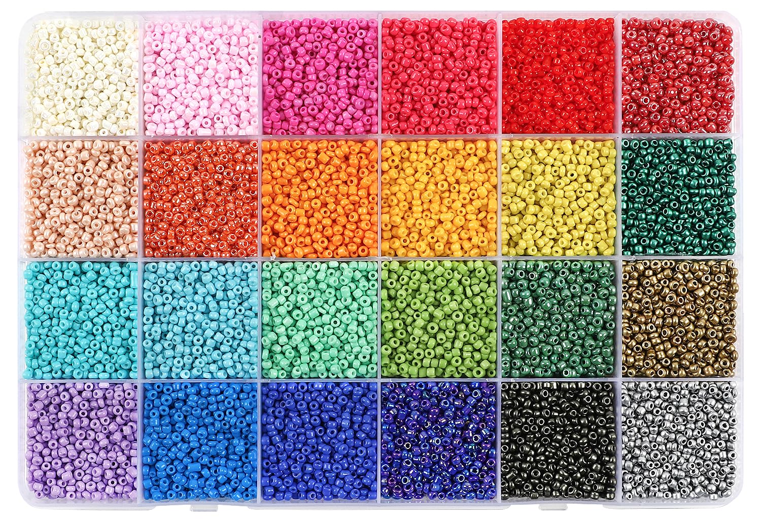 31200pcs 2mm Glass Seed Beads for Bracelet Making Kit, Small, 24 Color Craft Beads for Jewelry Making and Crafts