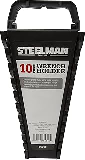 Steelman Universal 10-Tool Wrench Holder/Organizer for Mechanics, Conforming Slots, Handle for Carrying or Hanging Garage Storage, Black