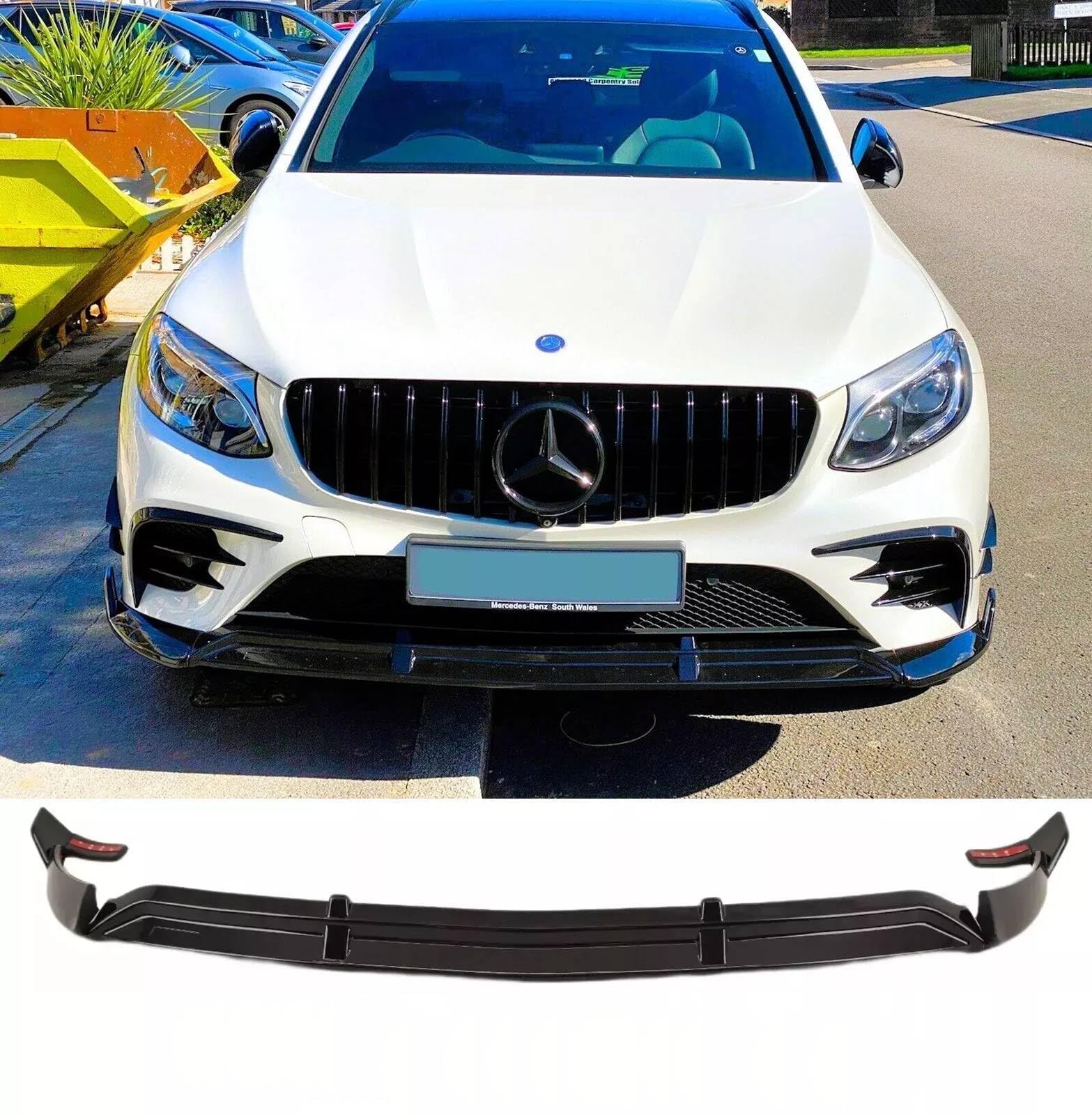 For Auto Perfectionists UK Front Spoiler Lip Compatible With Mercedes GLC Class AMG X253 C253 2015-2018 B Style ABS Gloss Black