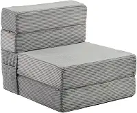 JKMAX Sofá-cama dobrável de tamanho único - Cadeira conversível 4 em 1 - Sofá Futon de Espuma de Memória de Alta Densidade - Cama Dobrável para Sala de Estar Quarto (Cinza Escuro)