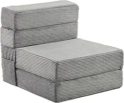 JKMAX Sofá-cama dobrável de tamanho único - Cadeira conversível 4 em 1 - Sofá Futon de Espuma de Memória de Alta Densidade - Cama Dobrável para Sala de Estar Quarto (Cinza Escuro)