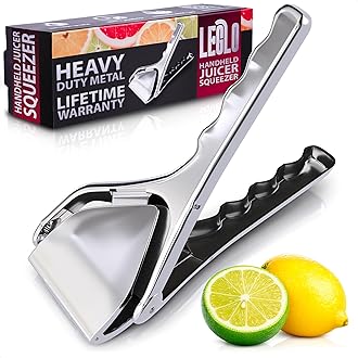 Lemon Squeezer Stainless Steel – Heavy Duty Flat Fold Design, Gets Every Last Drop, Rust Resistant Manual Citrus Juicer for Lemon Lime Orange, Easy to Clean, Dishwasher Safe, for Fresh Citrus Drinks