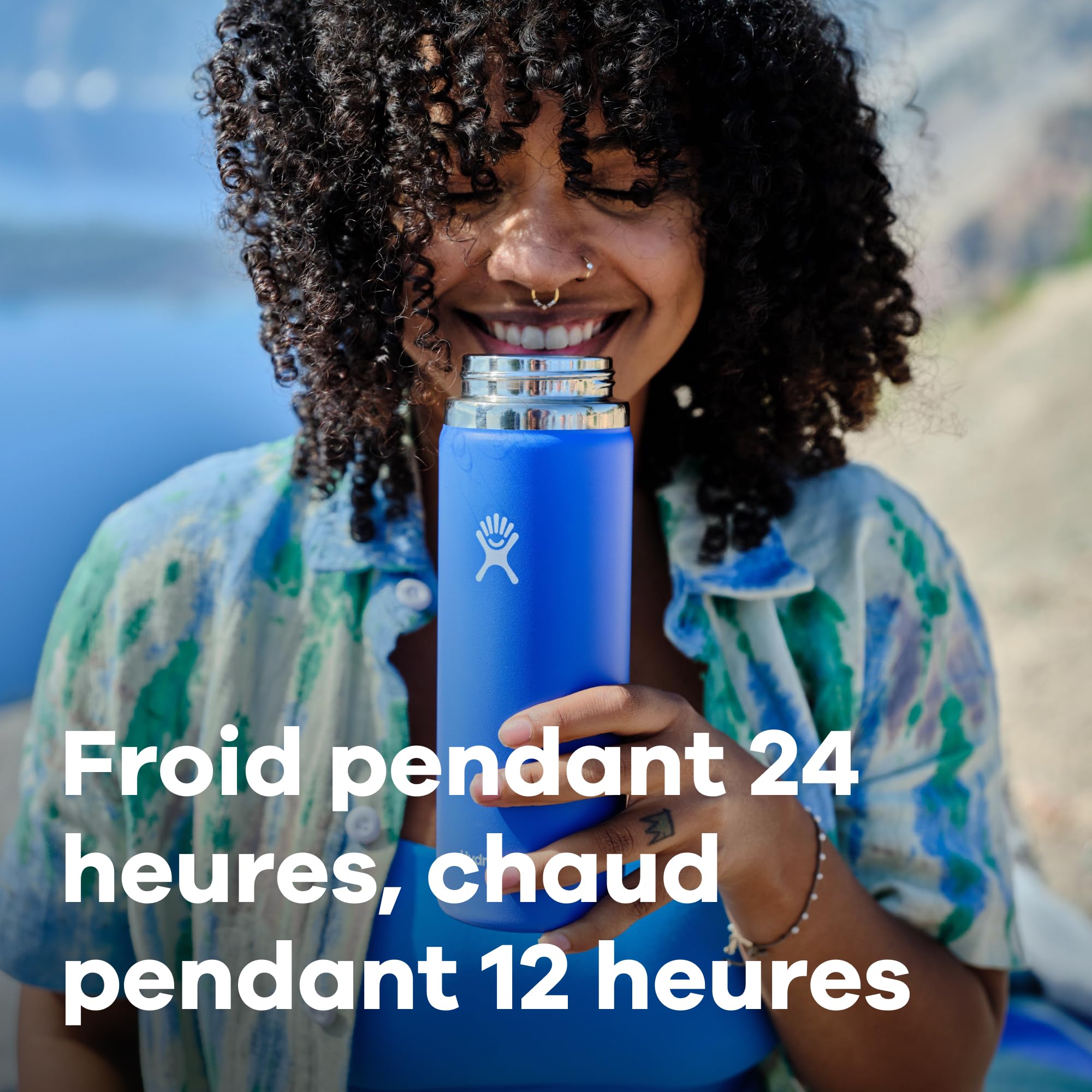 HYDRO FLASK - Gourde Isotherme 946 ml (32 oz) - Bouteille Inox à Isolation Sous Vide - Bouchon Antifuite et Revêtement par Poudre - Ouverture Large - Indigo