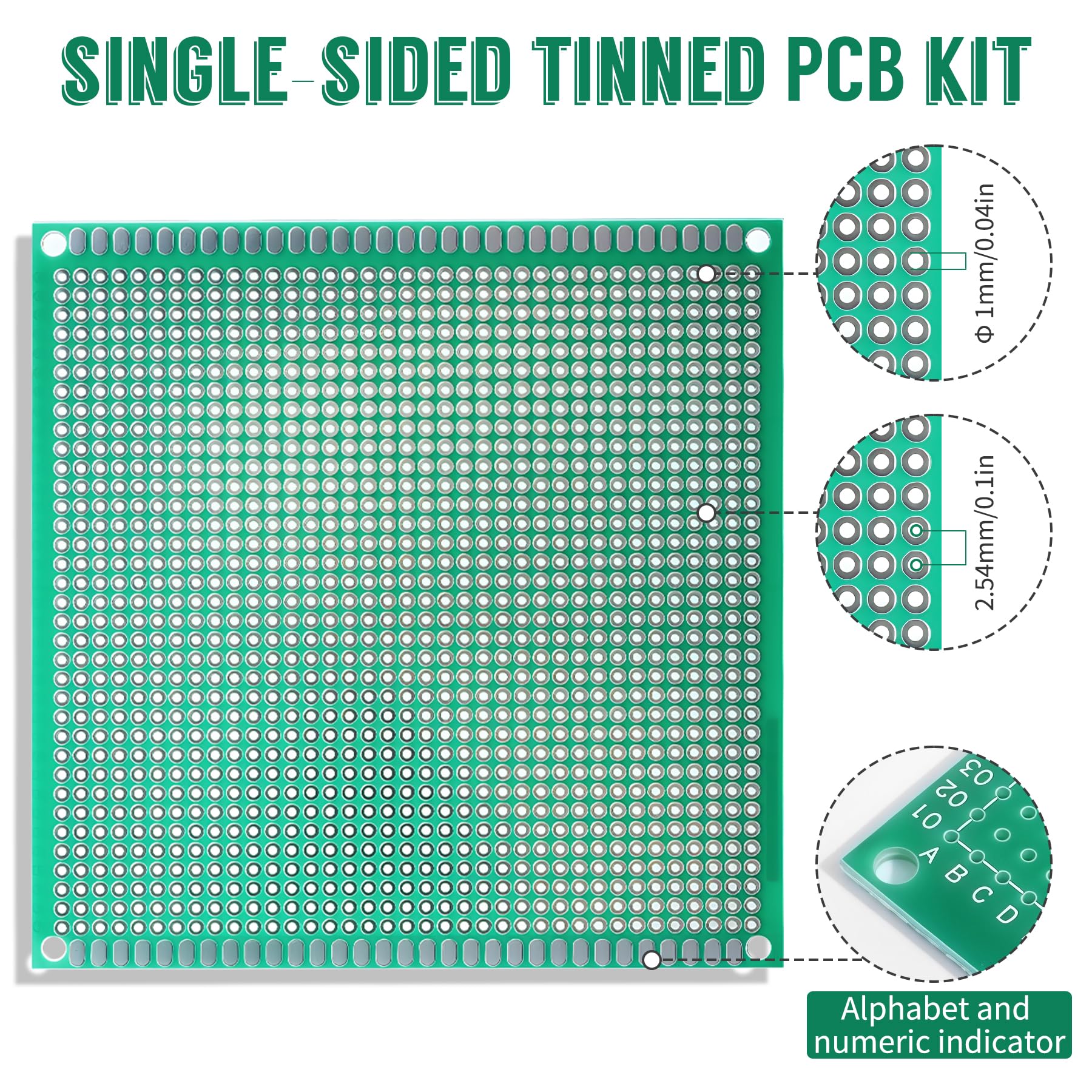 5 Stück PCB Board 10 x 10 cm einseitiger Prototyp Perfboard, Löten und elektronische Steckplatine, Zinnbeschichtung, Prototyping, PCB Leiterplatten für DIY Löten, elektronische Projekte (10,2