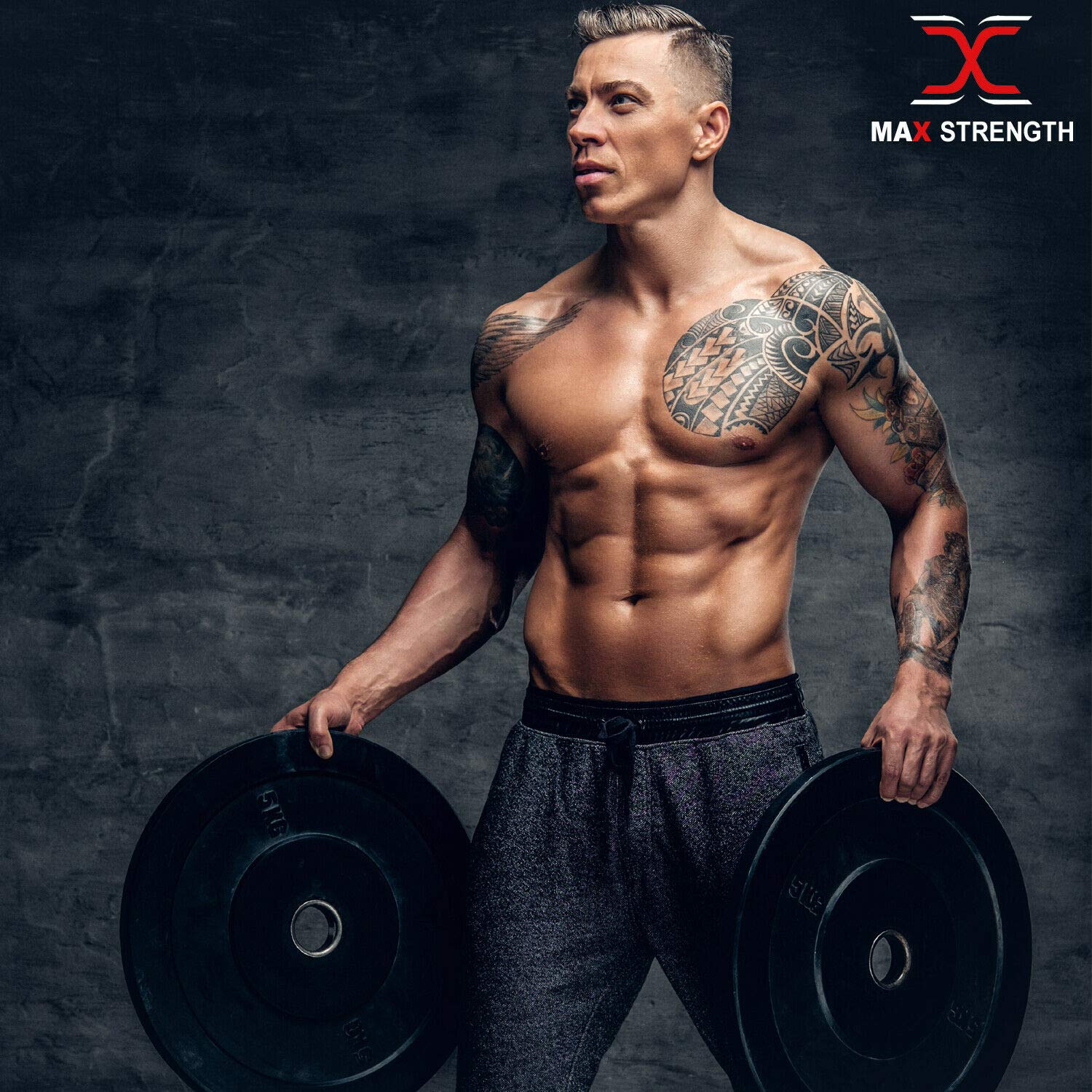 MAXSTRENGTH Piastre Per Pesi In Gomma Con Disco Olimpico, 5 Cm, Foro Per Casa, Palestra, Allenamento Per La Forza, Fitness, Esercizio 20 Kg E 40 Kg (7,5 Kg X 4 = 30 - Foto 9