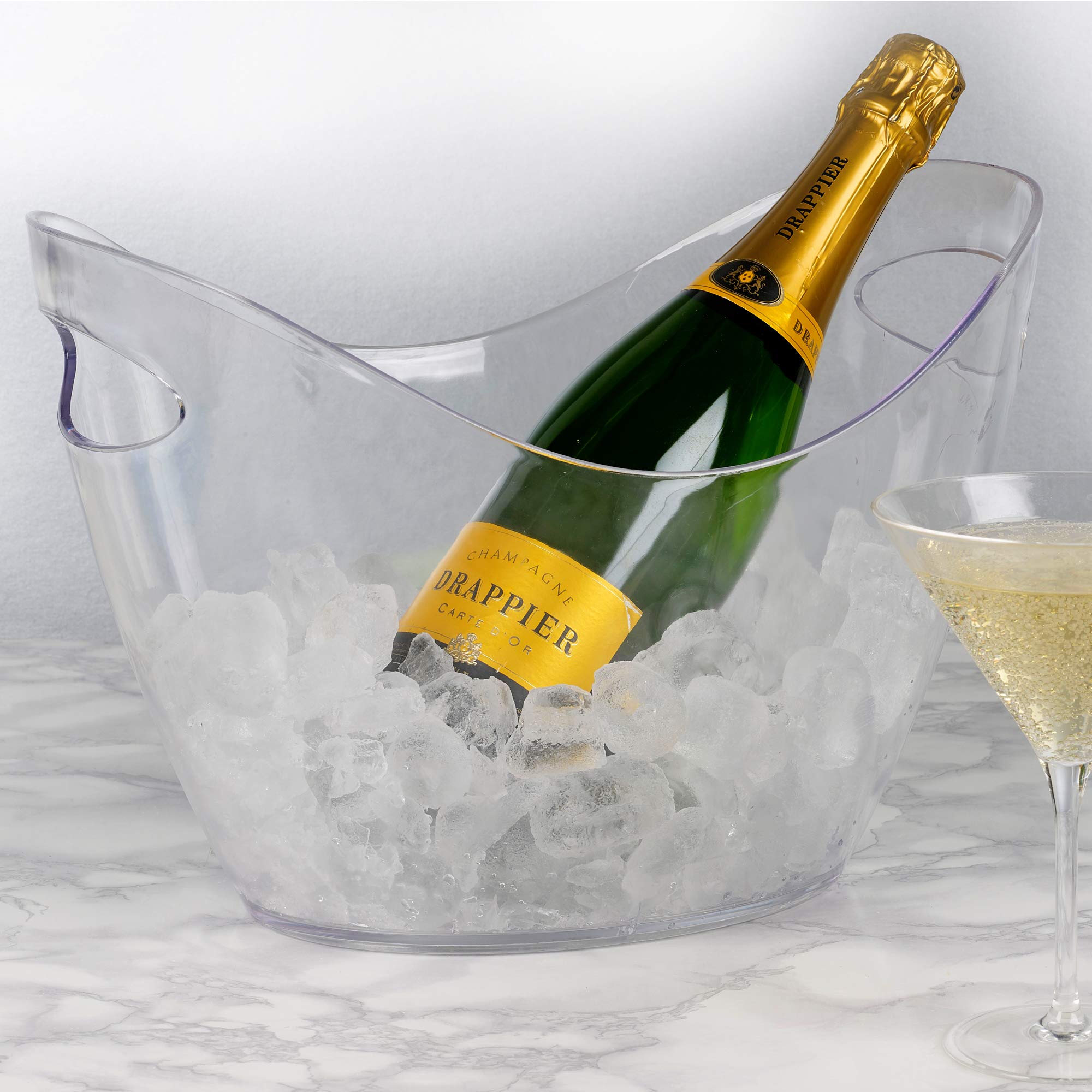 Urbnliving Clear Large Drinks Cooler Champagne Wine Beer Drinks Bucket Bowl Acrylic Transparent With Handles