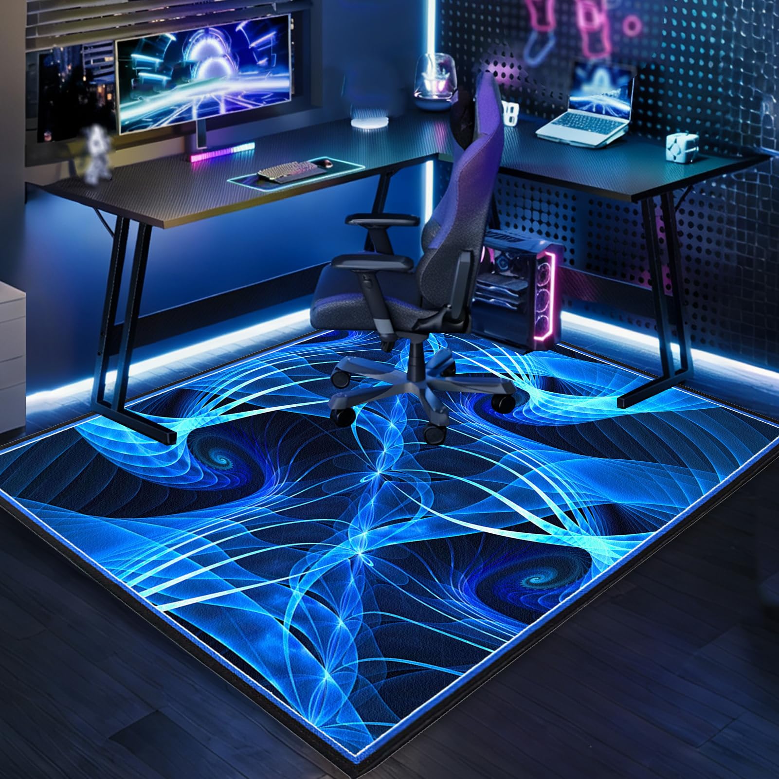 120 x 150 cm Protector Suelo Silla Ruedas Gaming, Alfombra Silla Escritorio Antideslizante Alfombra Oficina para Silla con Ruedas, Alfombra para Silla de Oficina para Suelos Duros