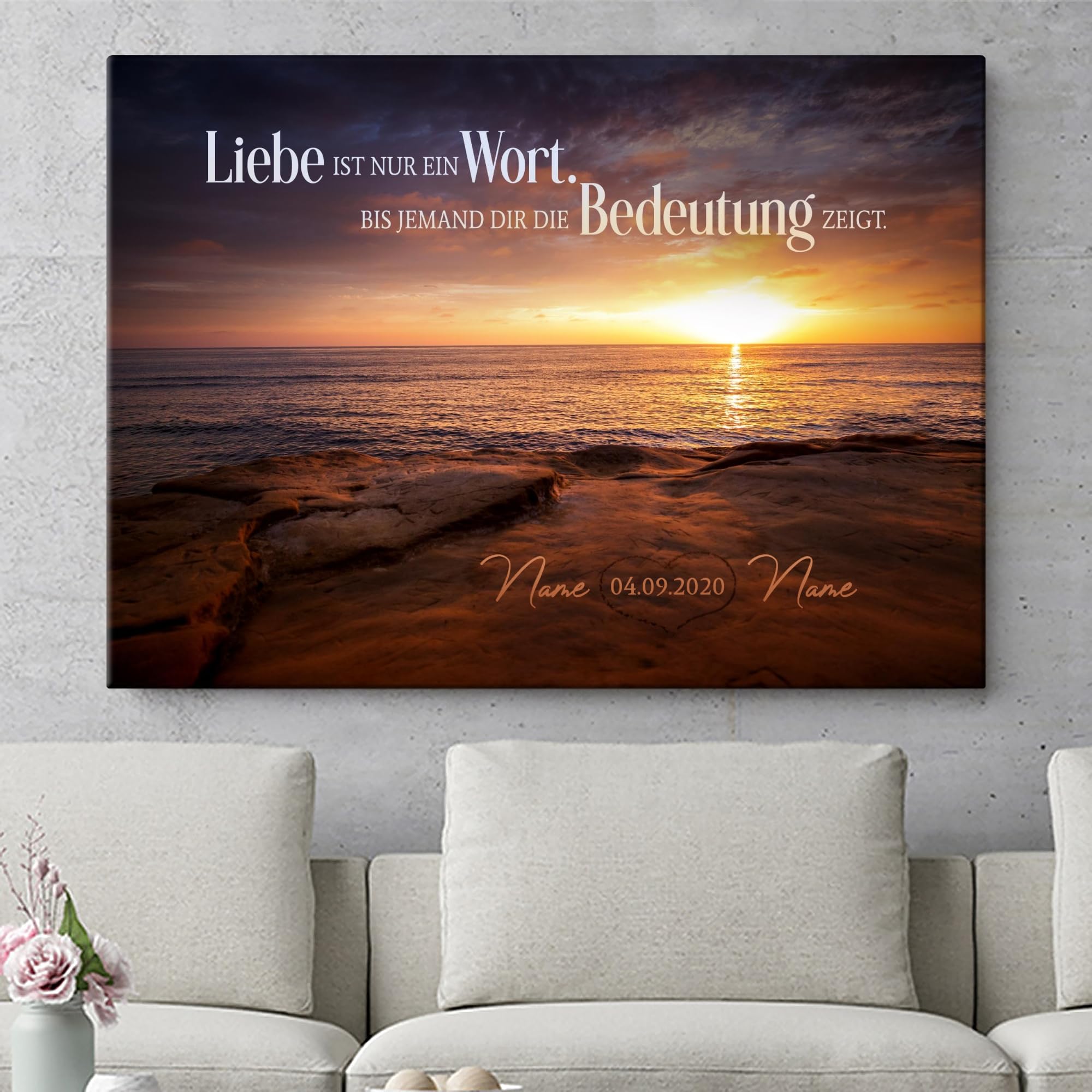 Liebesleinwand | Leinwand mit Namen und Datum | Wandbild gestalten, Jahrestag Geschenk für Frauen und Männer | Bedeutung von Liebe
