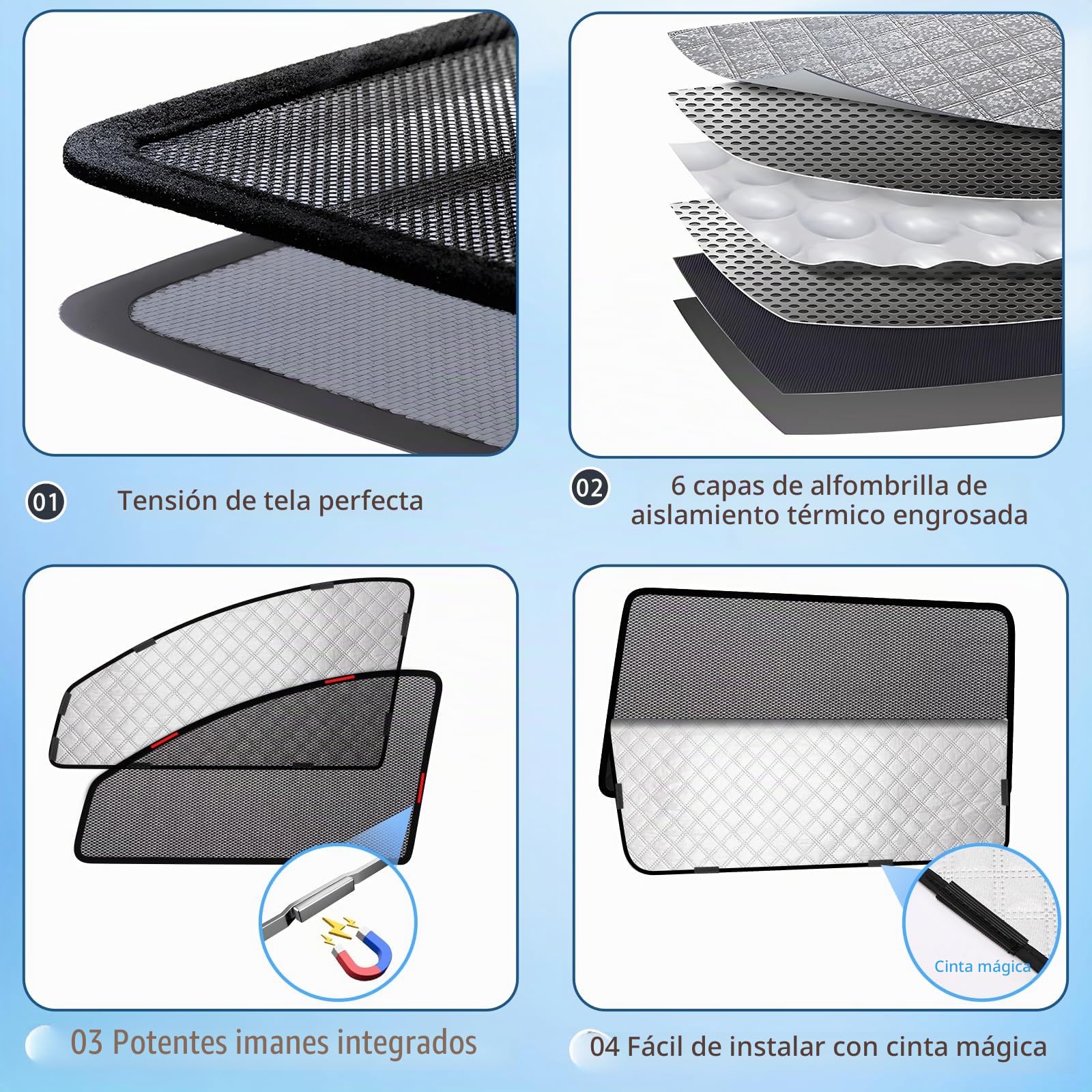 Parasol Coche para VW Passat B8 Variant 2016-2022 Ventanas Lateral 6 Piezas | XCBYT, 2 en 1: Parasol y Mosquitera para Coche, Magnética, Privacidad y Ventilación para Camping y Dormir en Coche, Anti UV