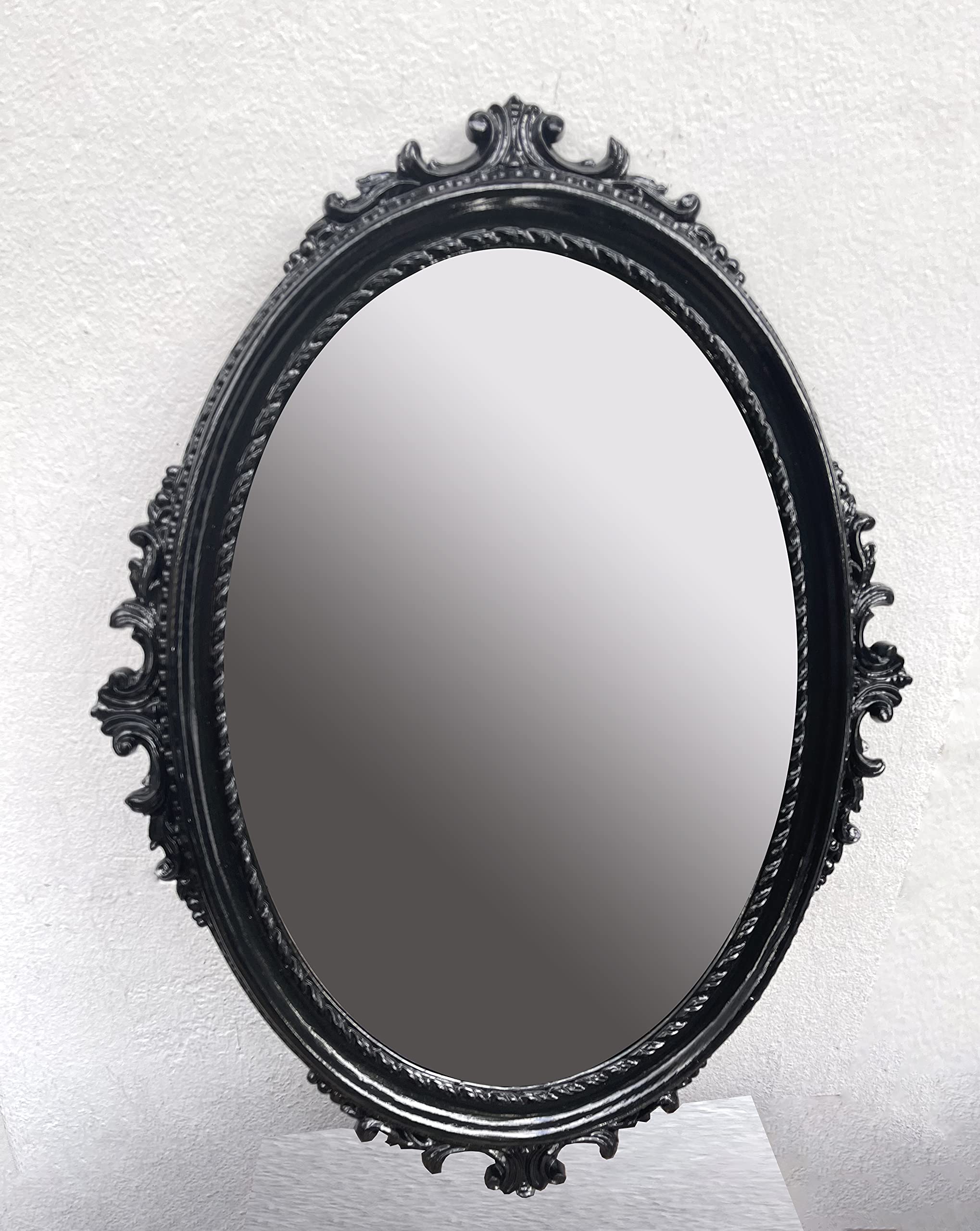 Artissimo Specchio da parete nero, ovale, barocco, stile gotico, anticato, 62 x 48 cm, C12