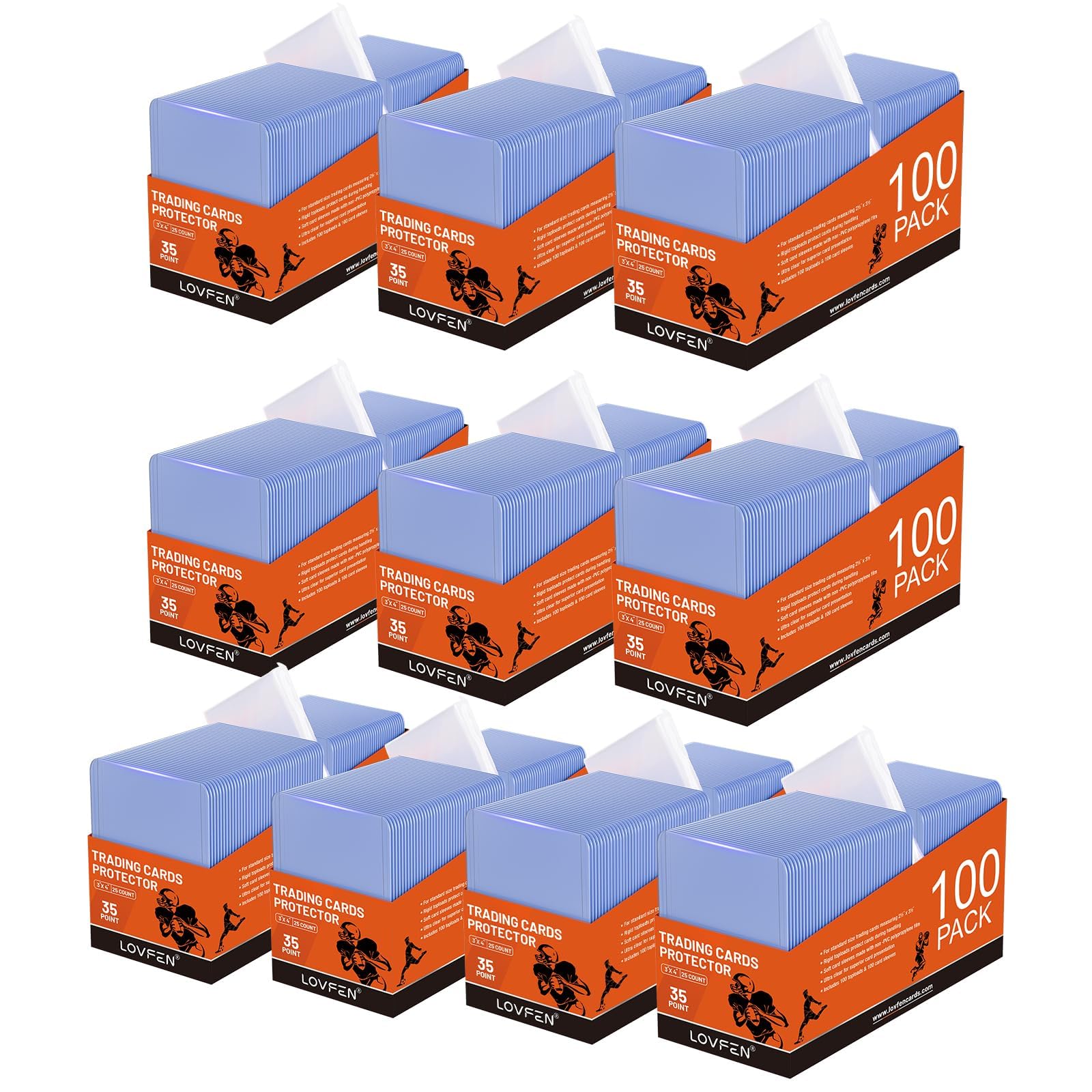 LOVFEN 2000ct Card Protectors -1000 Top Loaders 1000 Penny Sleeves 3x4 Hard Card Sleeves Rigid Trading Cards Holders with Bend-Resistant, Rip-Proof Edges for Baseball, MTG, Football, Sports Cards