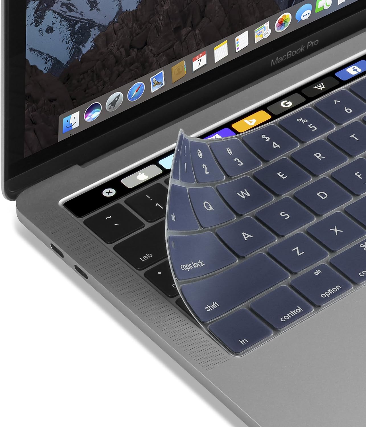 GMYLE MacBook Pro 13 Inch Case 2018 2017 2016 A1989 A1708 A1706 New Touch Bar 2 in 1 Bundle, Plastic Hard Shell, Comfortable Touch Ultra Thin Protector Keyboard Cover Set - Navy Blue