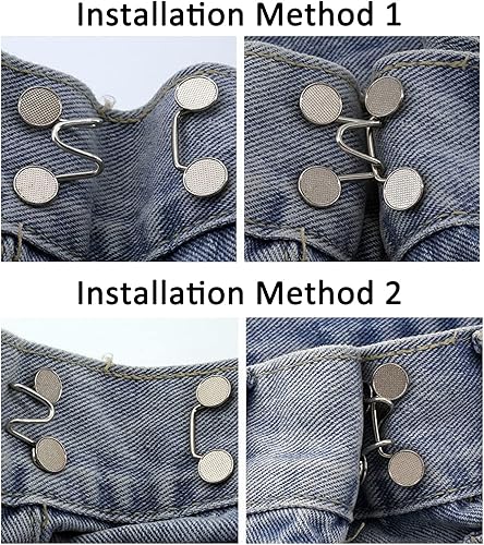 Miniatura 5 de Pines de botón de mezclilla, botón de jean ajustable, pin de botón de jean desmontable, no requiere costura, ajuste perfecto botón de mezclilla