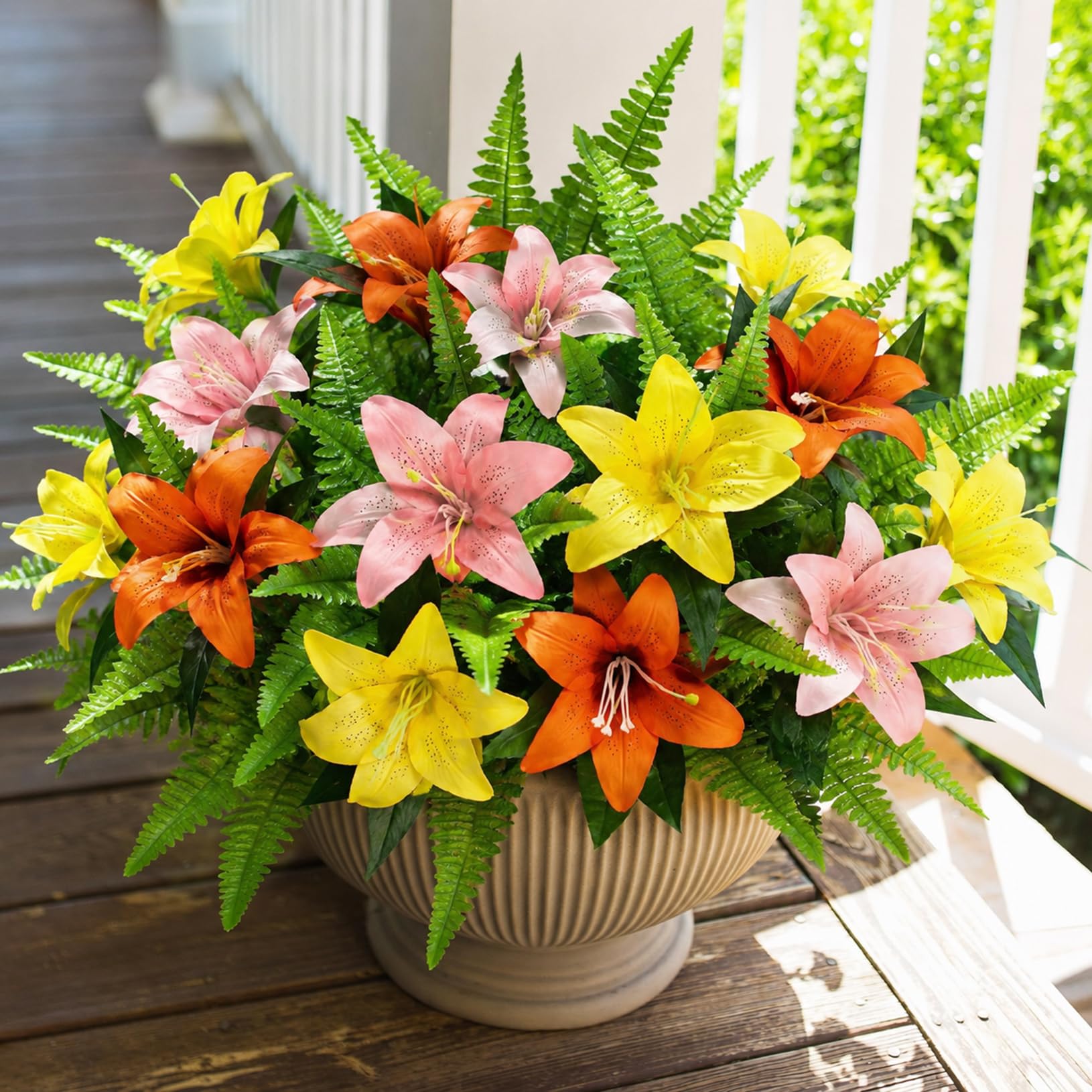 ATAVSADN 9 Bundles Artificial Flowers for Outdoors/Indoors, Artificial Plants Outdoor, Fake Flowers for Outside Garden Porch Window Box Home Wedding Farmhouse E,One Size