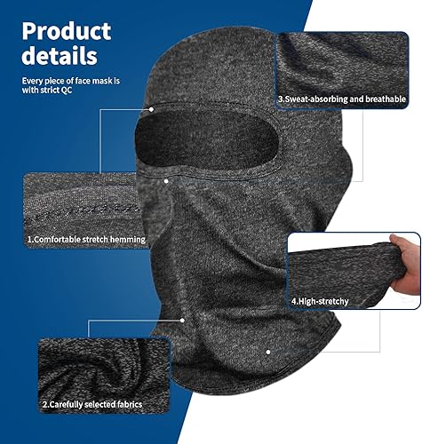 Miniatura 7 de YESLIFE 2 piezas de máscara de esquí, pasamontañas para hombres y mujeres, esquí, snowboard, motocicleta y protección UV